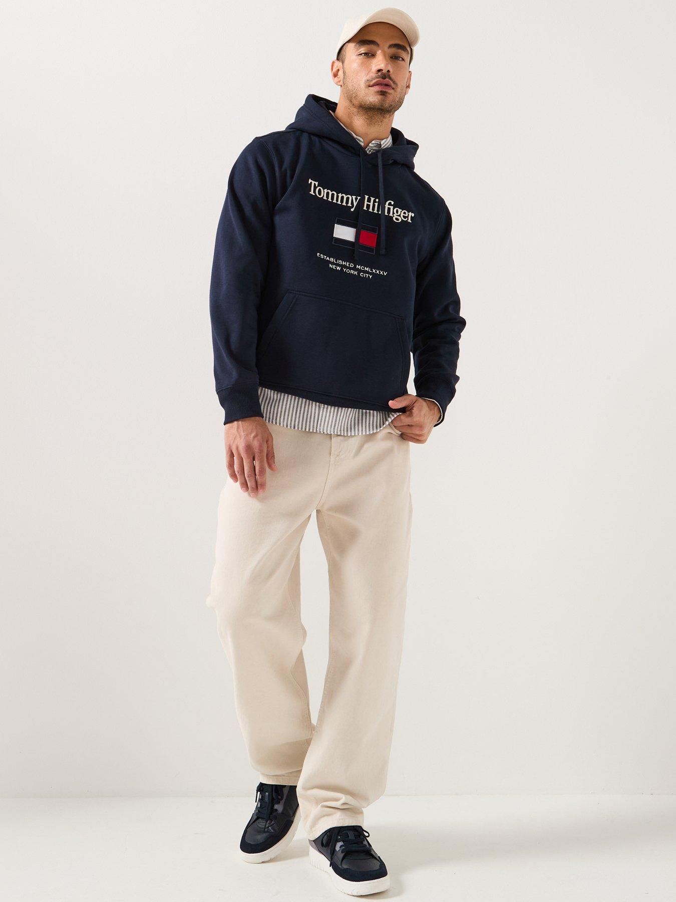 Image 3 of 6 of Tommy Hilfiger Embroidered Large Flag Overhead Hoodie - Navy