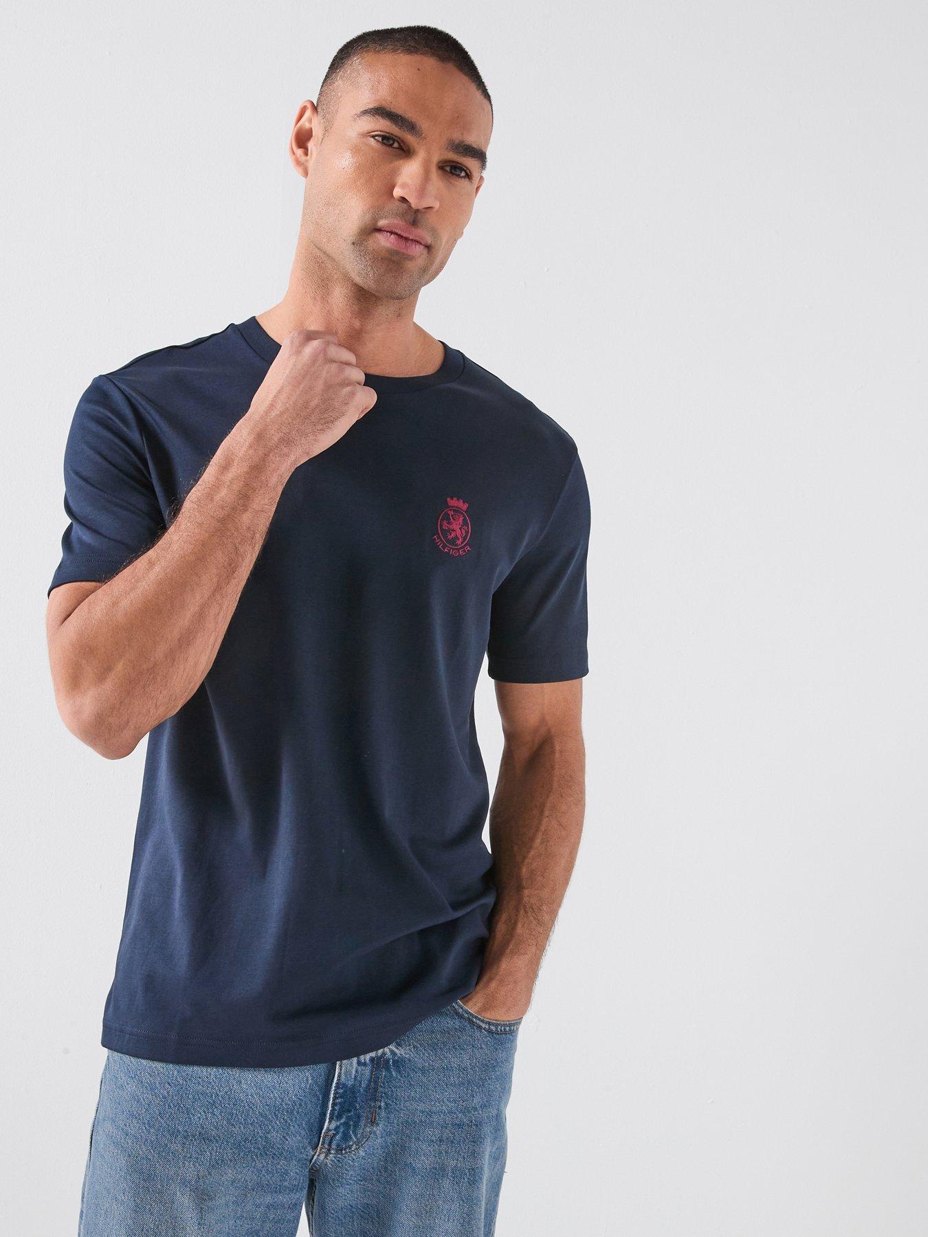 Image 1 of 4 of Tommy Hilfiger Crest Logo Interlock T-Shirt - Navy