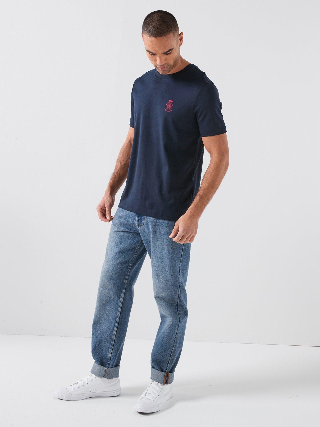 Image 3 of 4 of Tommy Hilfiger Crest Logo Interlock T-Shirt - Navy