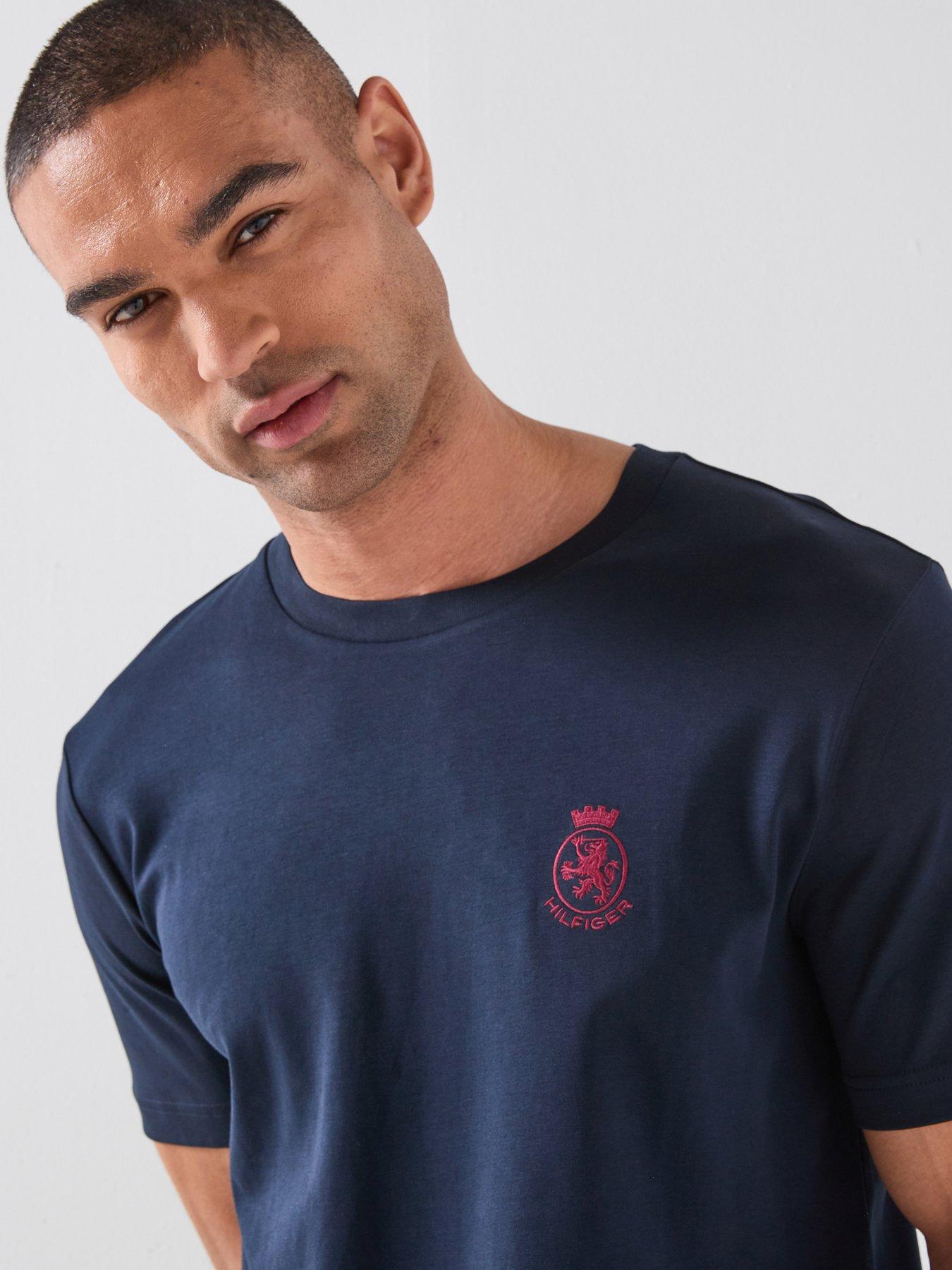 Image 4 of 4 of Tommy Hilfiger Crest Logo Interlock T-Shirt - Navy