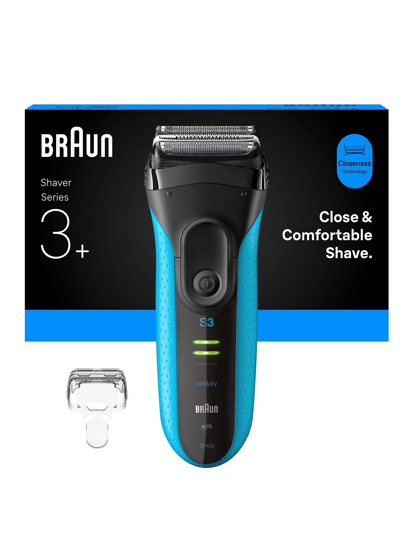 Image 1 of 6 of Braun Series 3+ Electric Shaver, Precision Trimmer, Wet &amp; Dry, 3040S -&nbsp;Blue