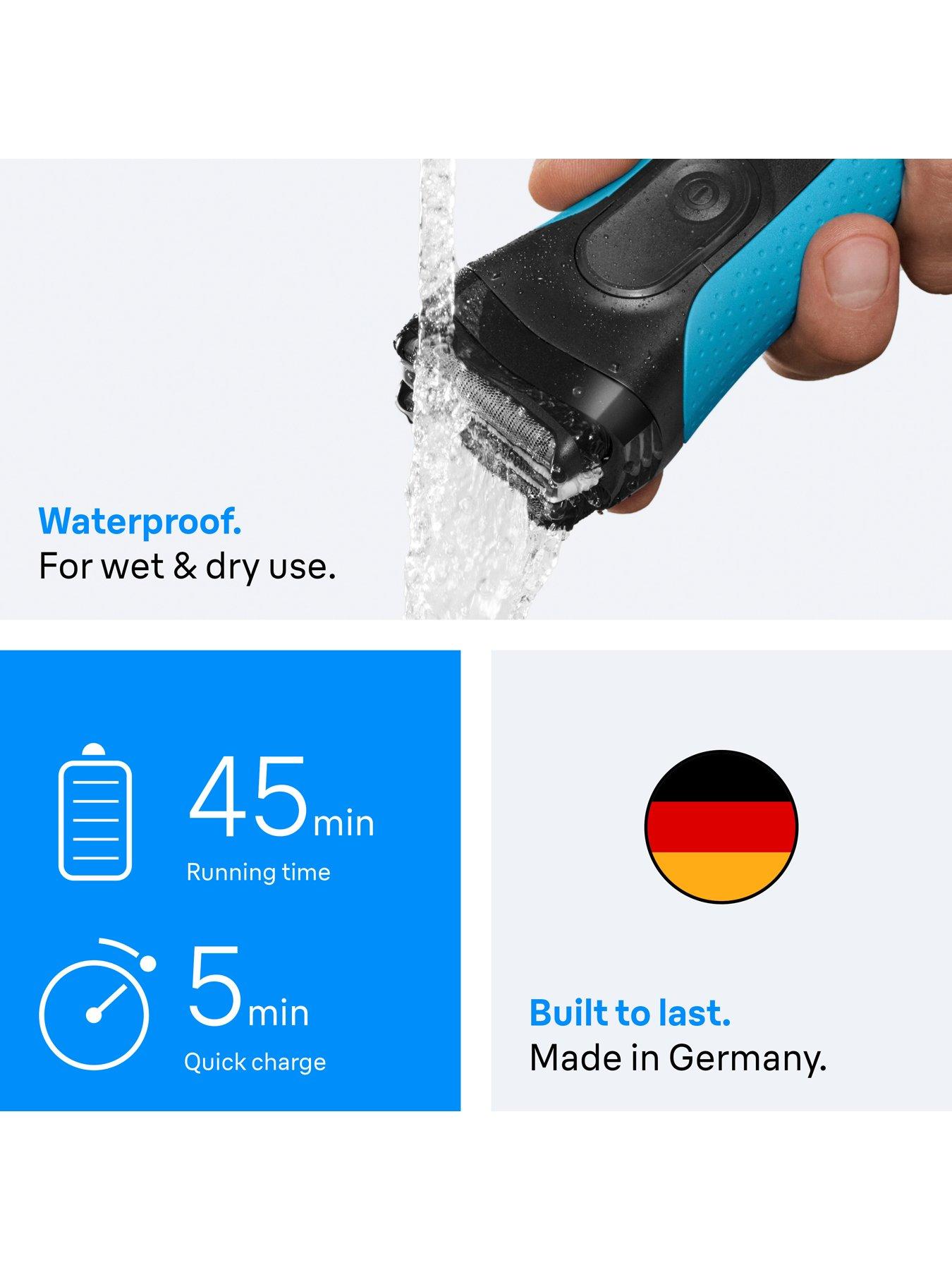 Image 4 of 6 of Braun Series 3+ Electric Shaver, Precision Trimmer, Wet &amp; Dry, 3040S -&nbsp;Blue
