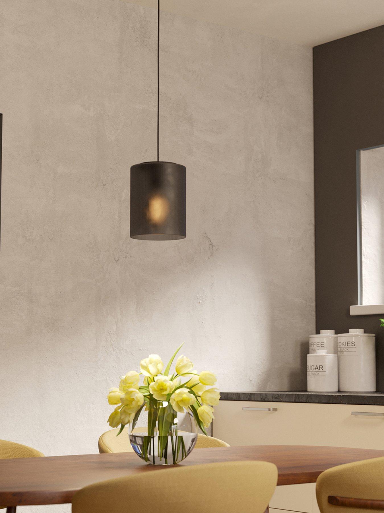 undefined Colomera Black Steel & Glass Modern Minimalist Single Pendant