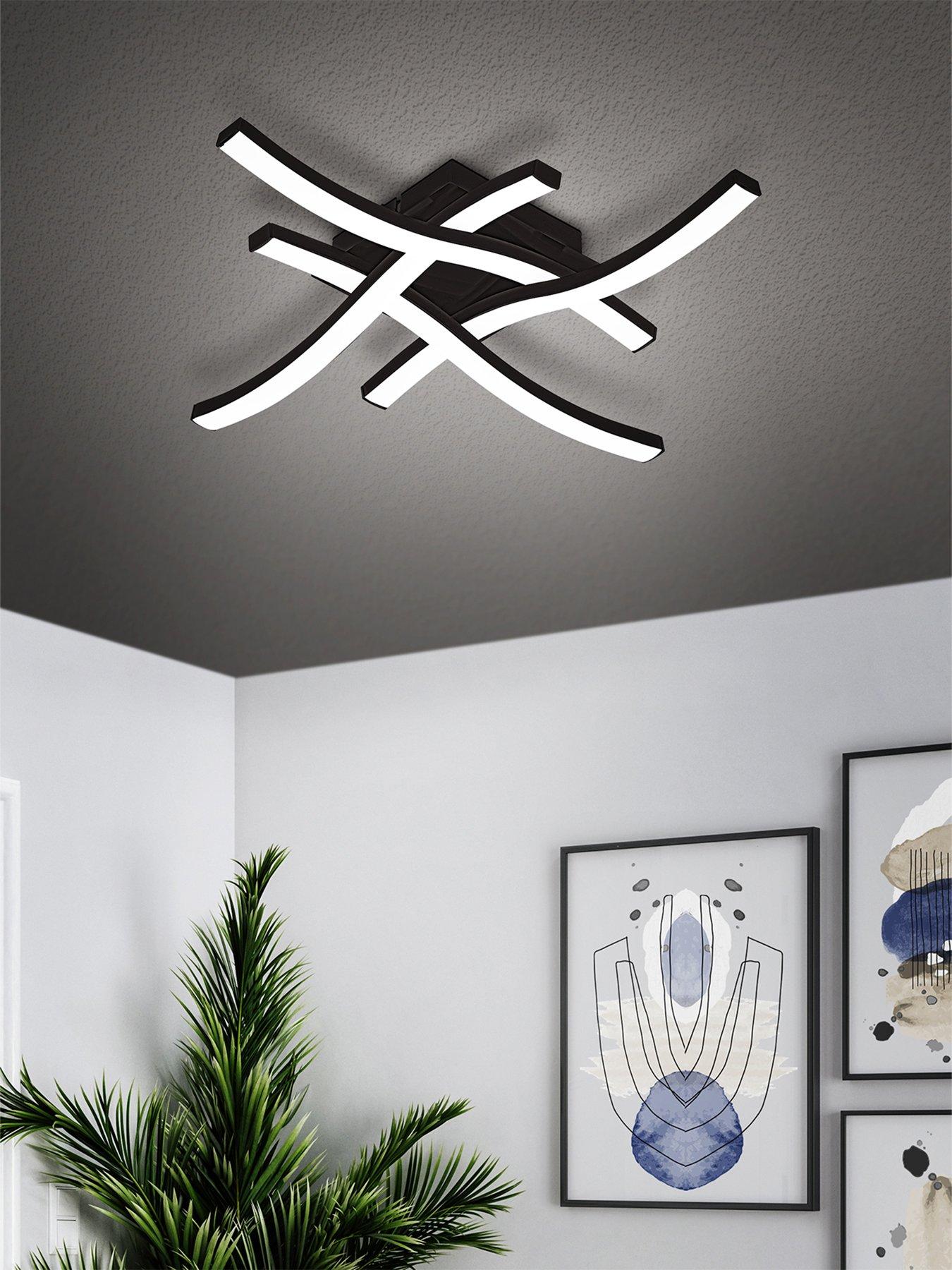  image of eglo-cabezas-e-black-steel-amp-plastic-4-flame-wallceiling-light-3000k
