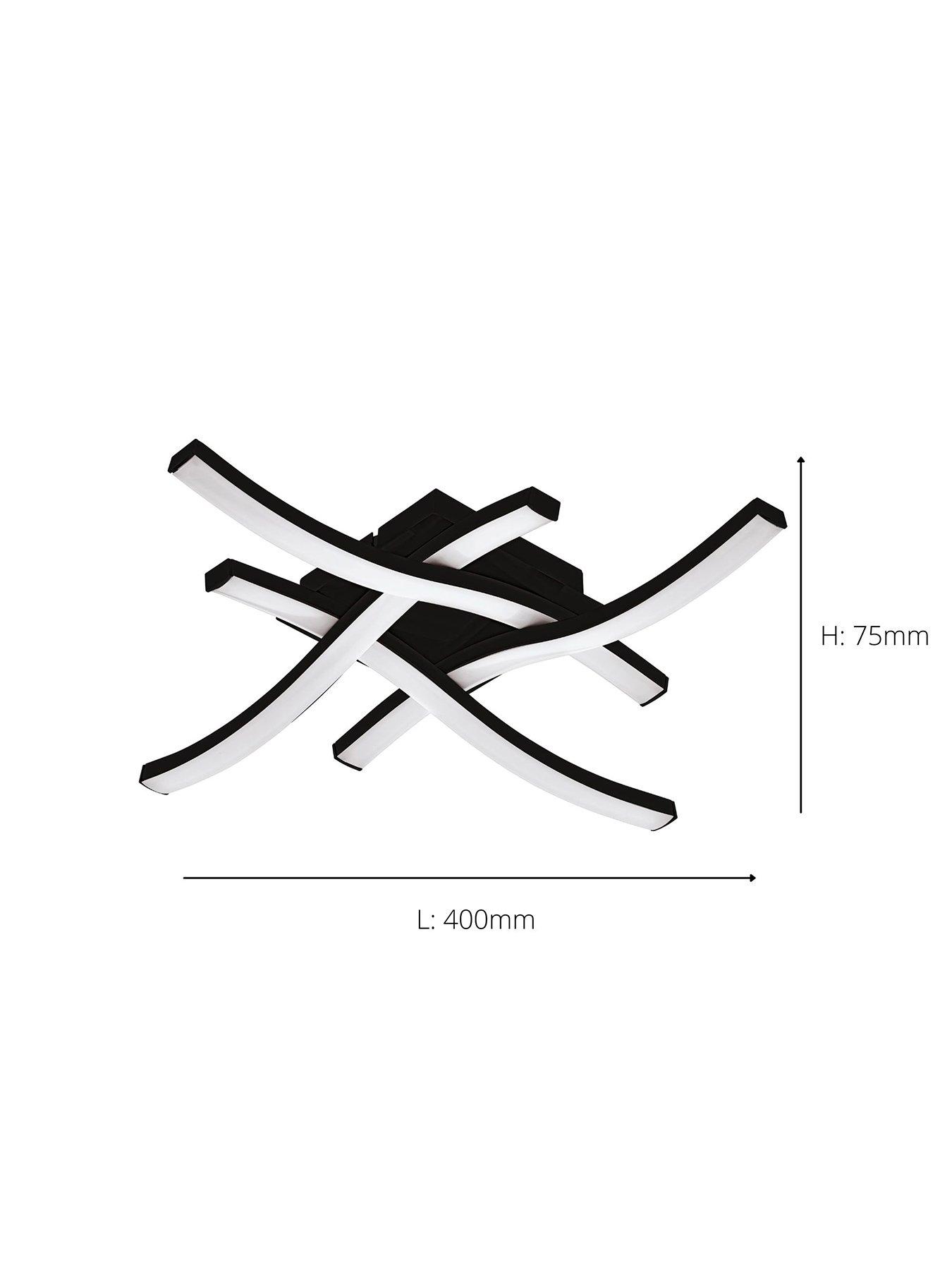  image of eglo-cabezas-e-black-steel-amp-plastic-4-flame-wallceiling-light-3000k