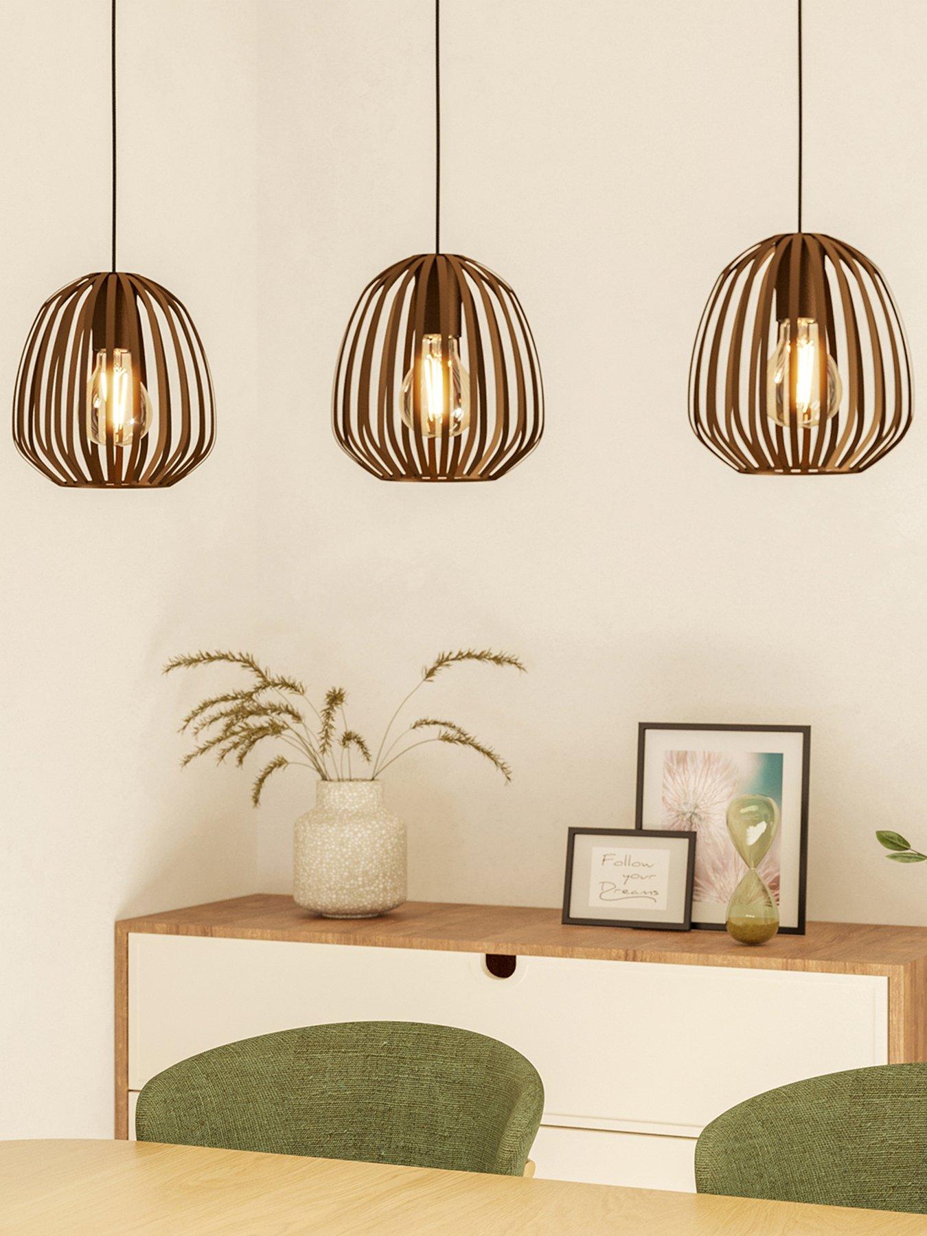 Eglo Espinal Bronze Steel Caged Style Contemporary 3 Light Pendant - Bronze