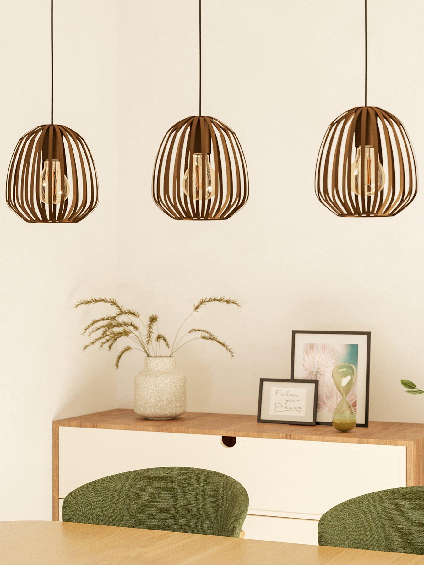 Image 3 of 5 of Eglo Espinal Bronze Steel Caged Style Contemporary 3 Light Pendant - Bronze