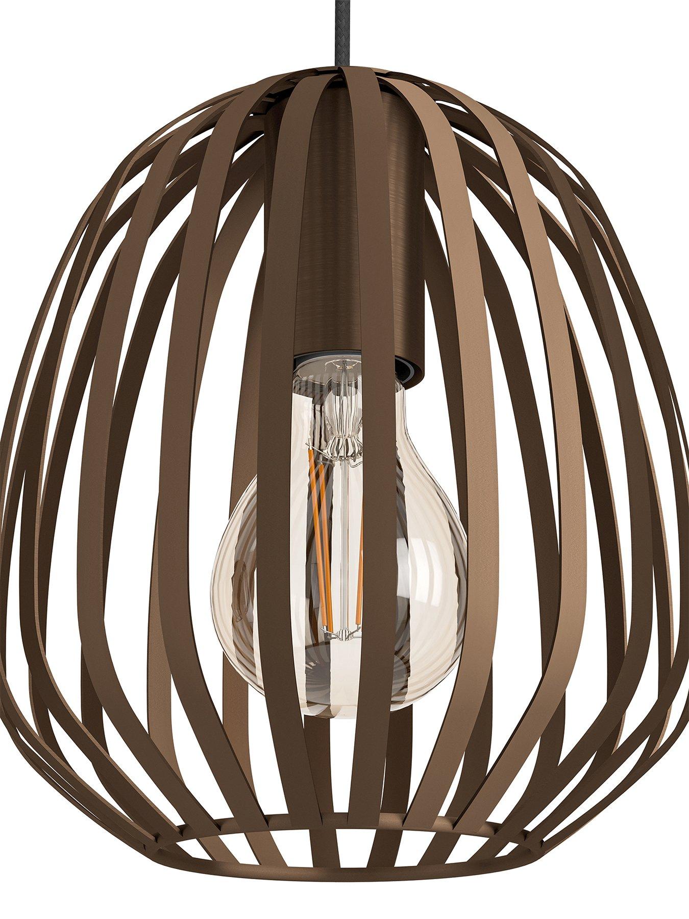 Image 4 of 5 of Eglo Espinal Bronze Steel Caged Style Contemporary 3 Light Pendant - Bronze