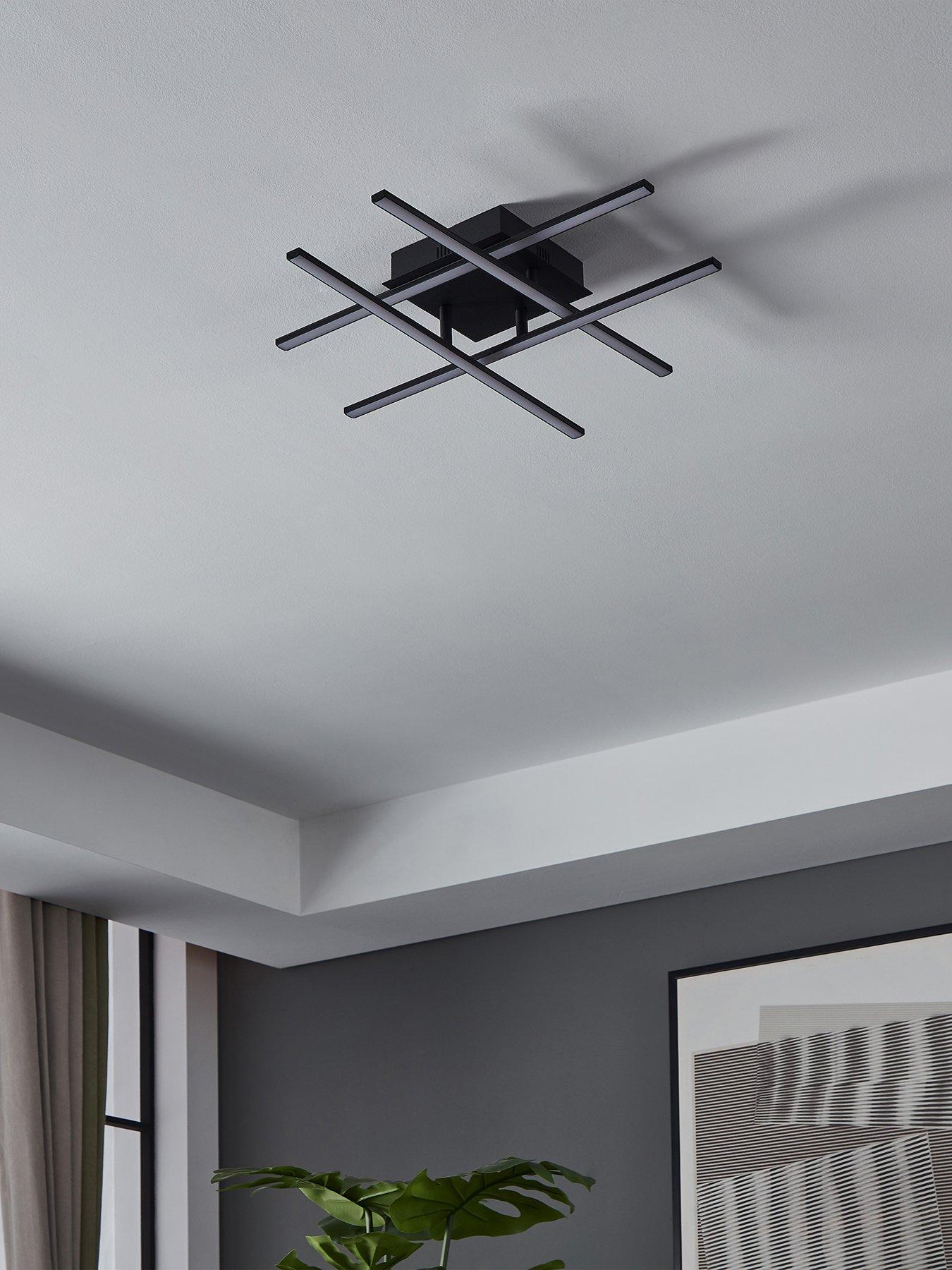 Image 3 of 5 of Eglo Lasana 3 Led Contemporary Flush Black Wall/ceiling Light - Black