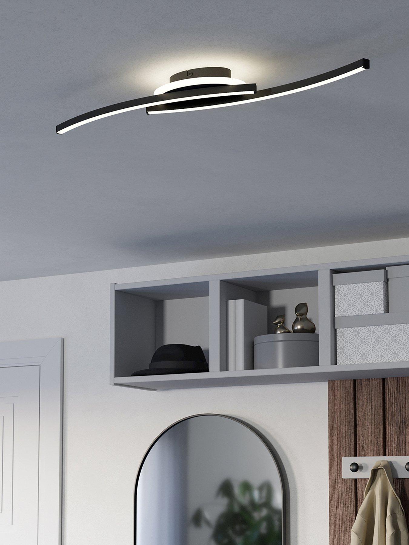 undefined Lungolago Black Steel Minimalist Led Ceiling Light - Black