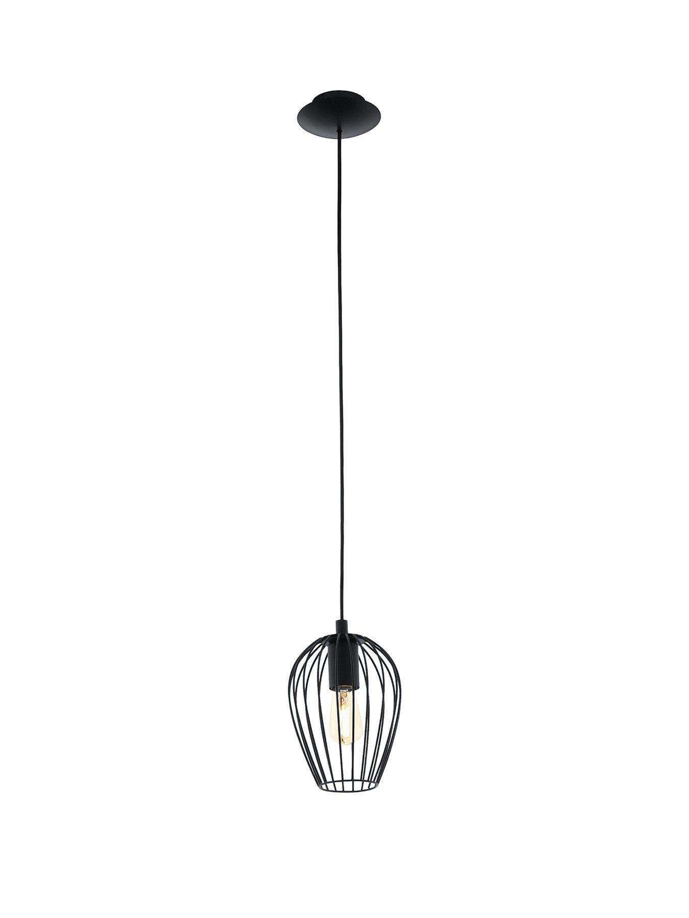 Image 2 of 4 of Eglo Newtown Black Vintage Caged Hanging Single Pendant Light - Black