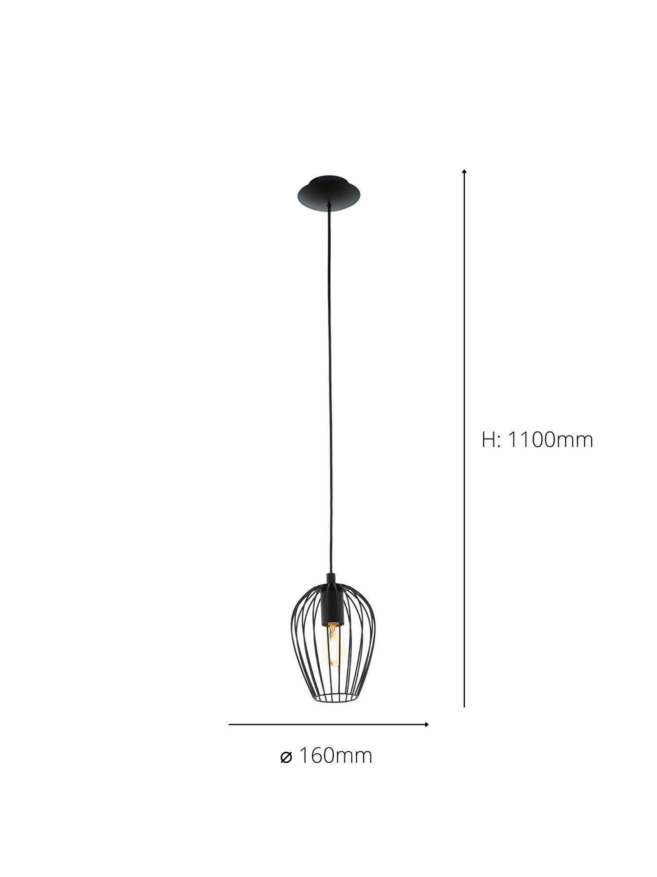 Image 3 of 4 of Eglo Newtown Black Vintage Caged Hanging Single Pendant Light - Black