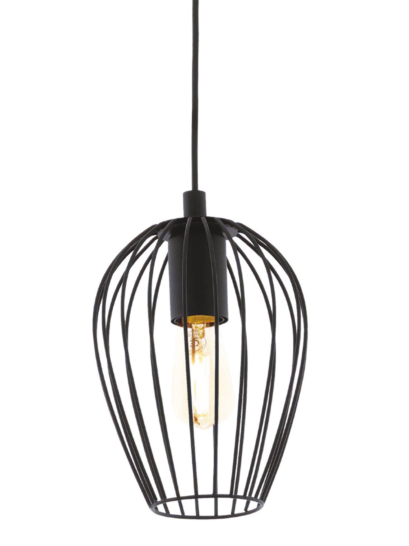 Image 4 of 4 of Eglo Newtown Black Vintage Caged Hanging Single Pendant Light - Black