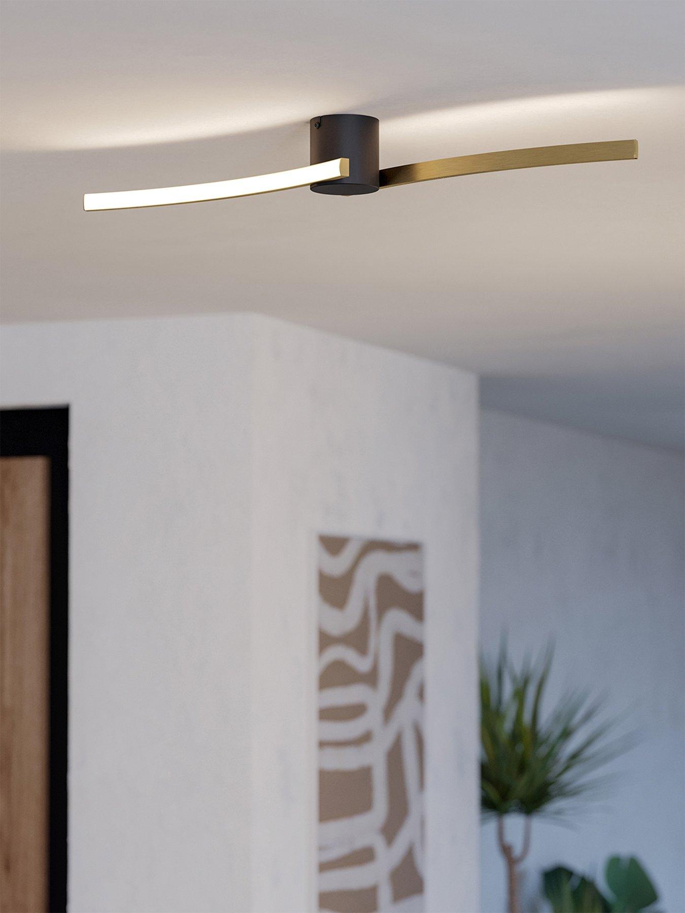 Eglo Aieta Black  &  Brushed Brass Minimalist Led Ceiling Light