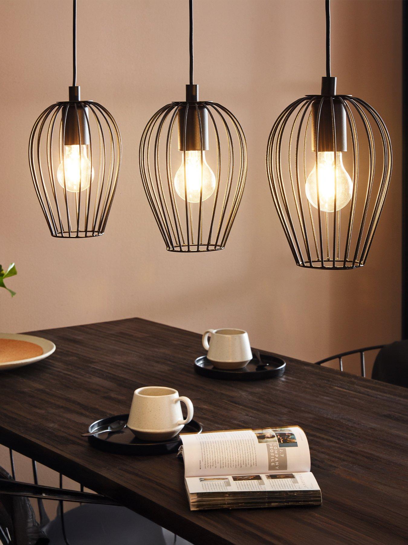 undefined Newtown Black Vintage Caged Hanging 3-light Pendant Light - Black