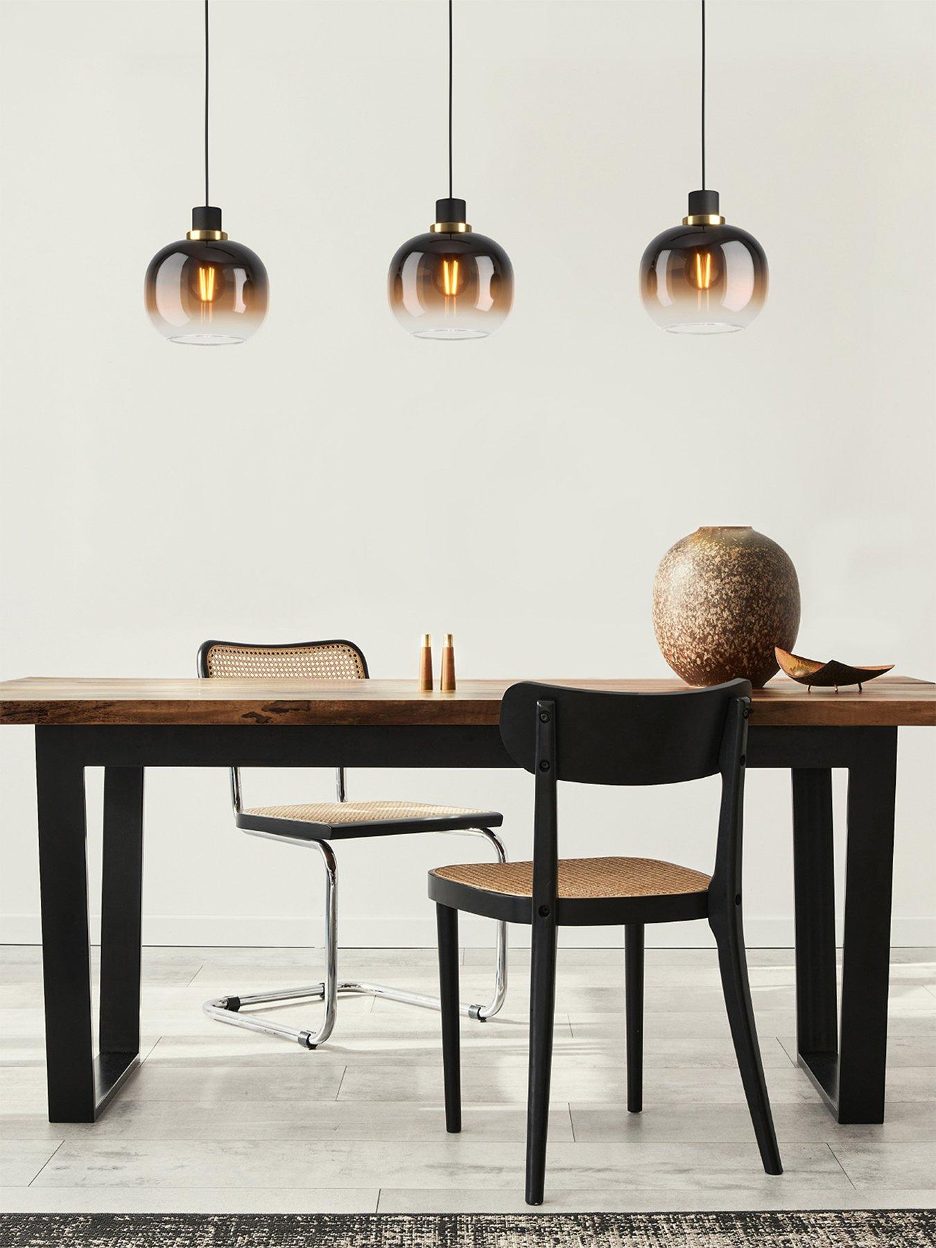 undefined Oilella Black To Brown Gradient Hanging 2-light Pendant Light - Black/Brushed Brass