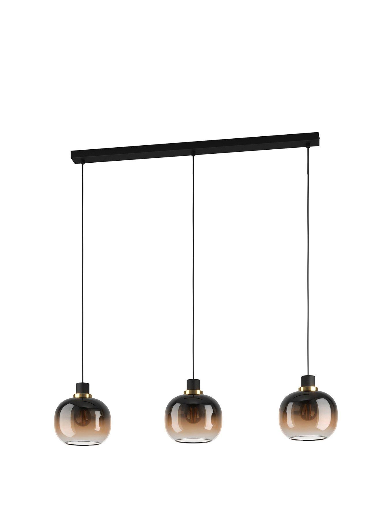 Image 2 of 4 of Eglo Oilella Black To Brown Gradient Hanging 2-light Pendant Light - Black/Brushed Brass
