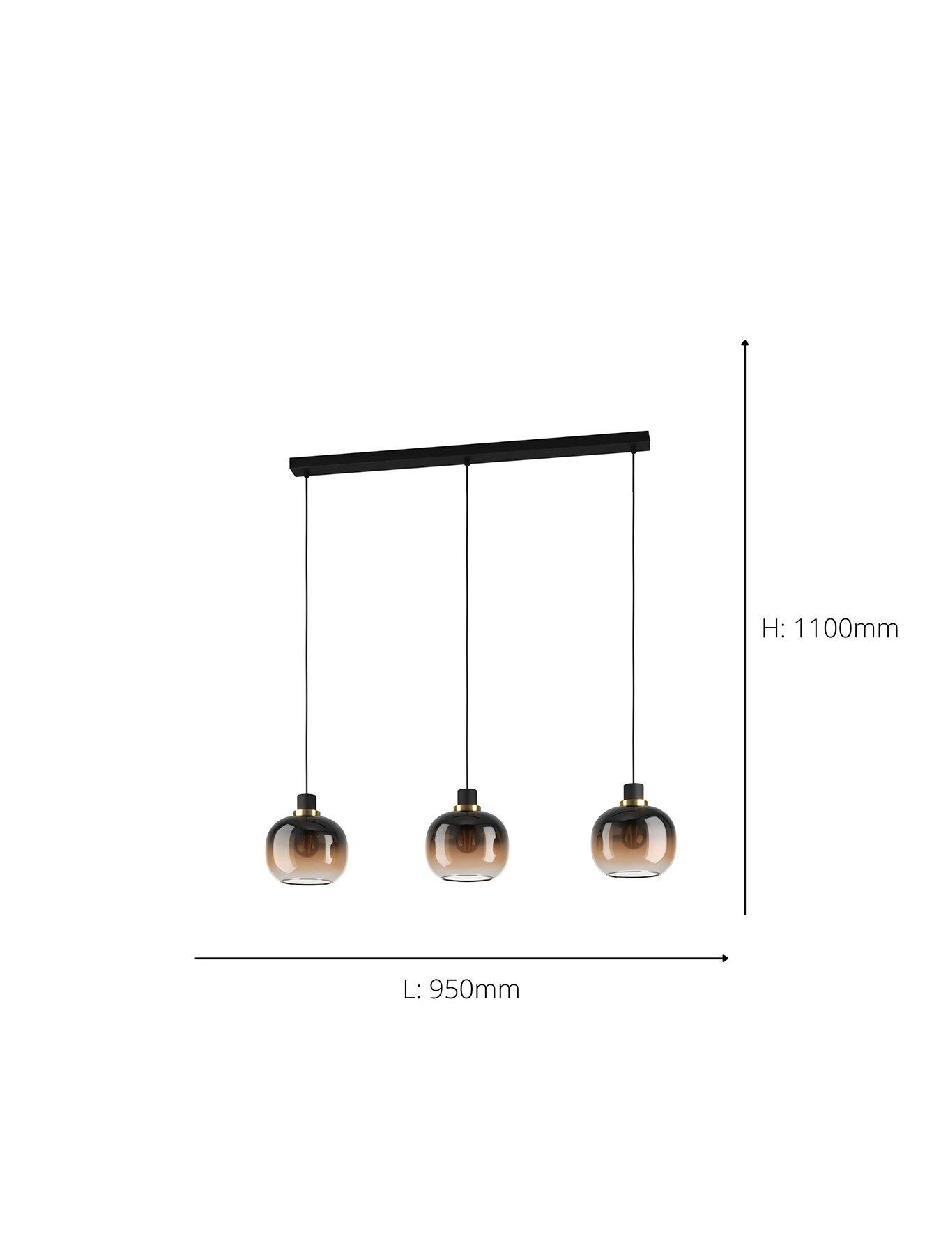 Image 3 of 4 of Eglo Oilella Black To Brown Gradient Hanging 2-light Pendant Light - Black/Brushed Brass