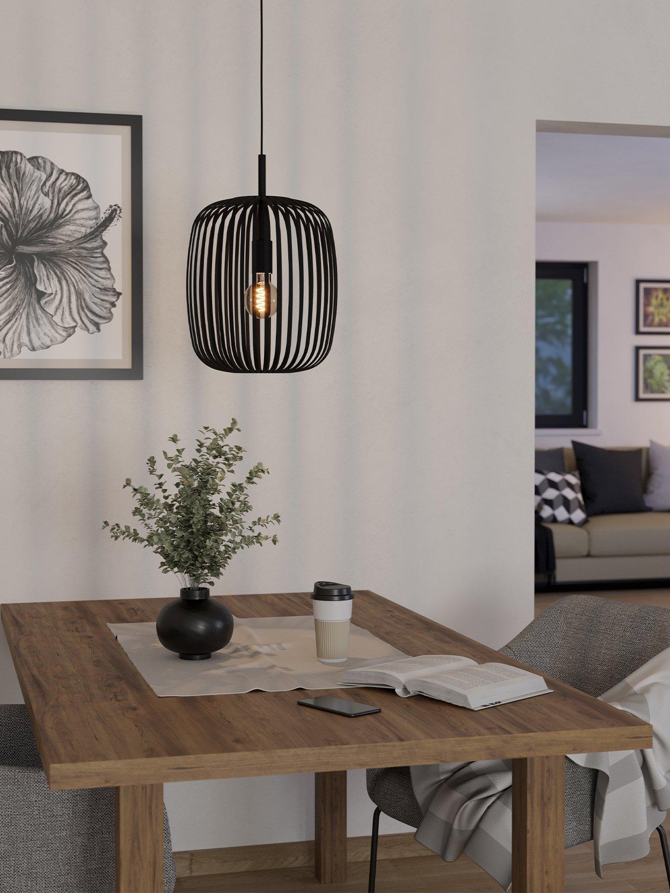 Eglo Romazzina Black Caged Single Pendant Light  - Black