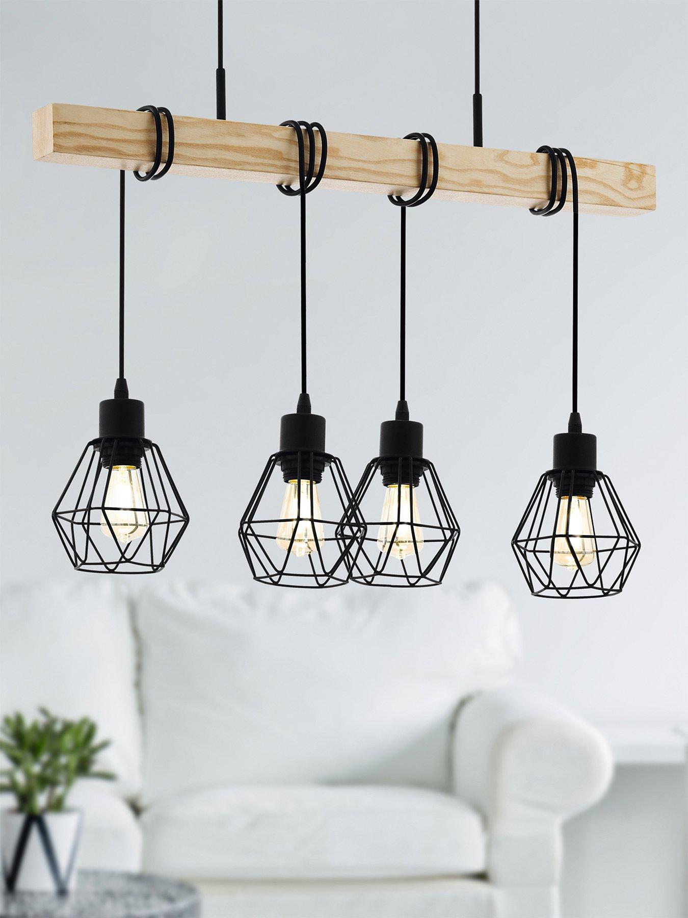 undefined Townshend 5 Black/natural Metal  &  Wood 4-light Geometric Pendant