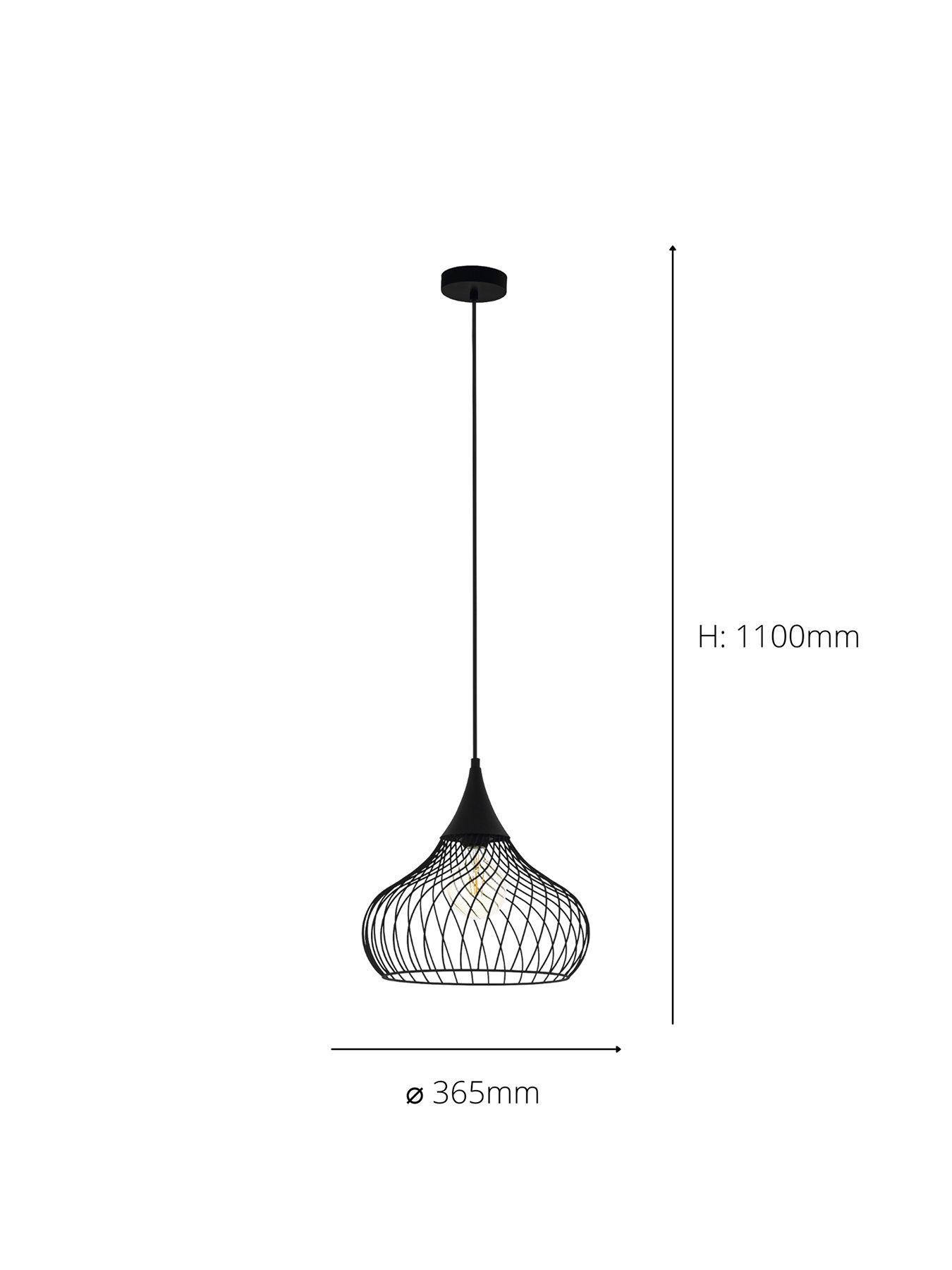 Image 3 of 4 of Eglo Staverton Black Wired Teardrop Shaped Single Pendant