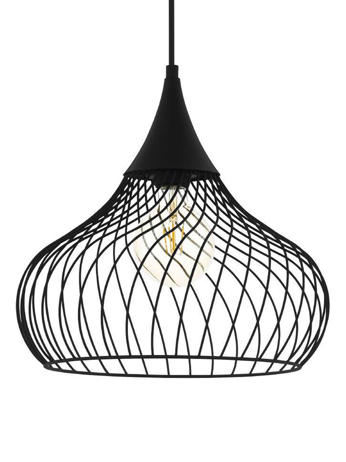 Image 4 of 4 of Eglo Staverton Black Wired Teardrop Shaped Single Pendant