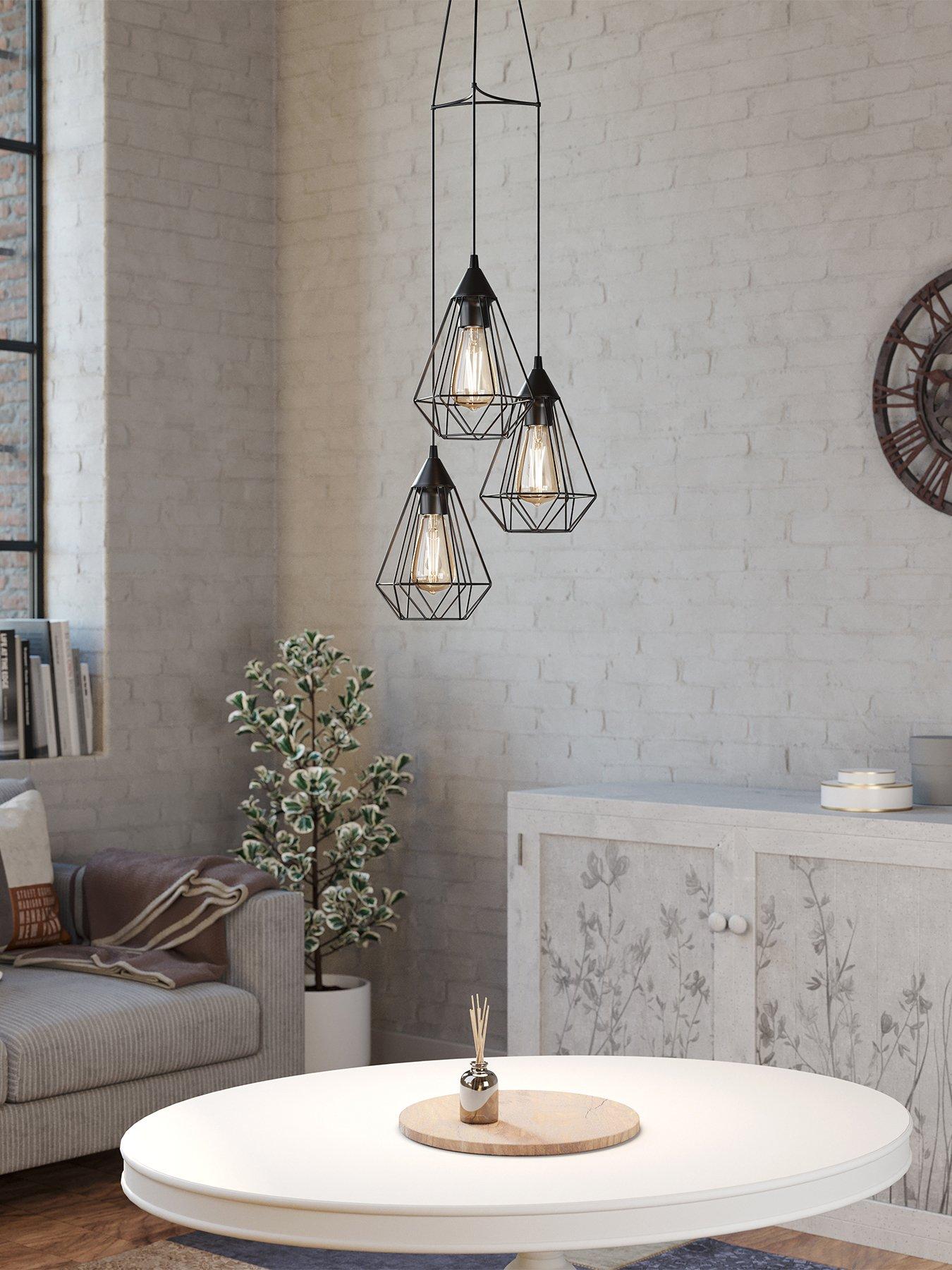 undefined Tarbes 3-light Black Geometric Cluster Pendant