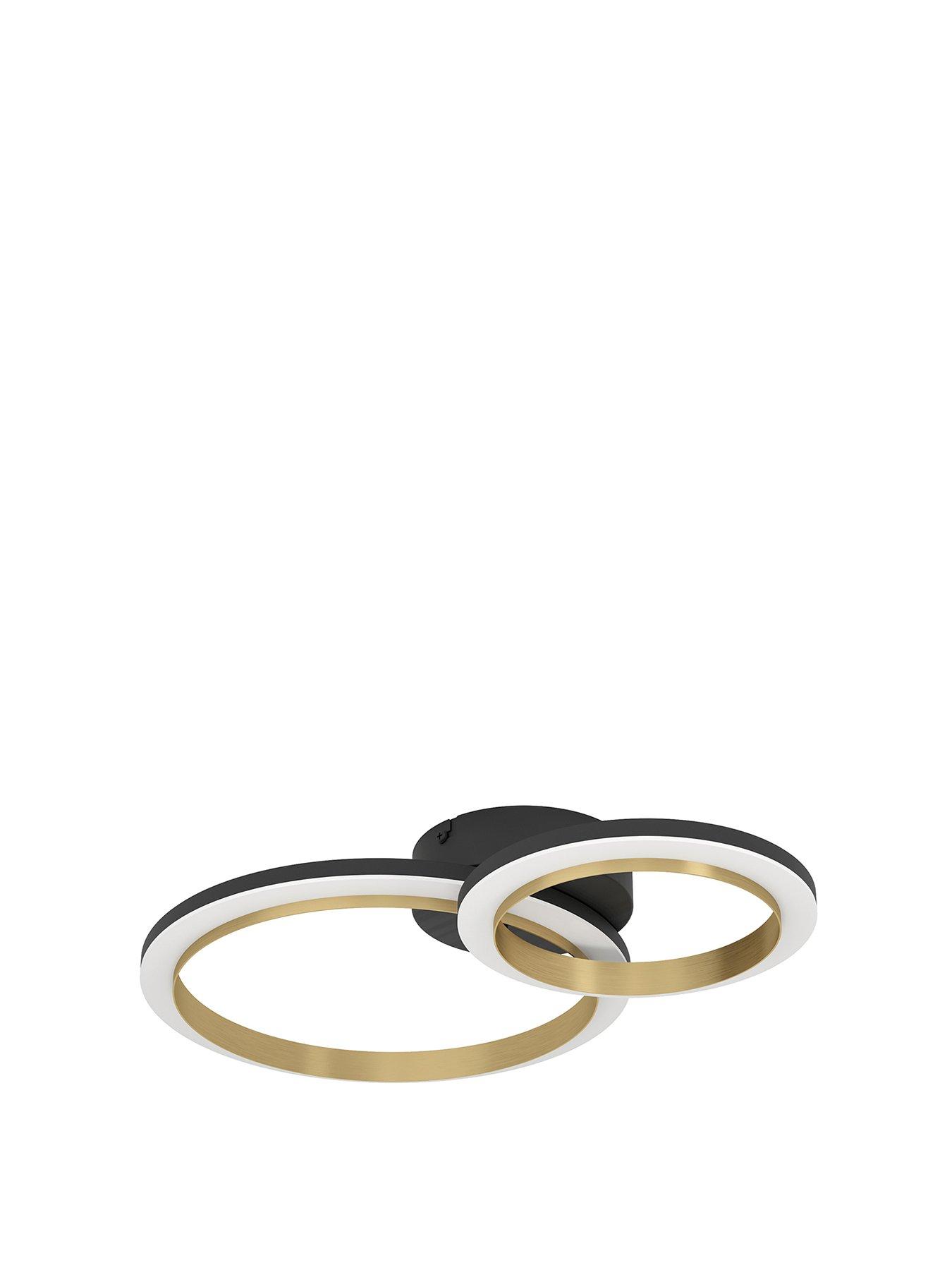 Image 2 of 6 of Eglo Calliera Black &amp; Brass Steel Led Circle Modern Ceiling Light