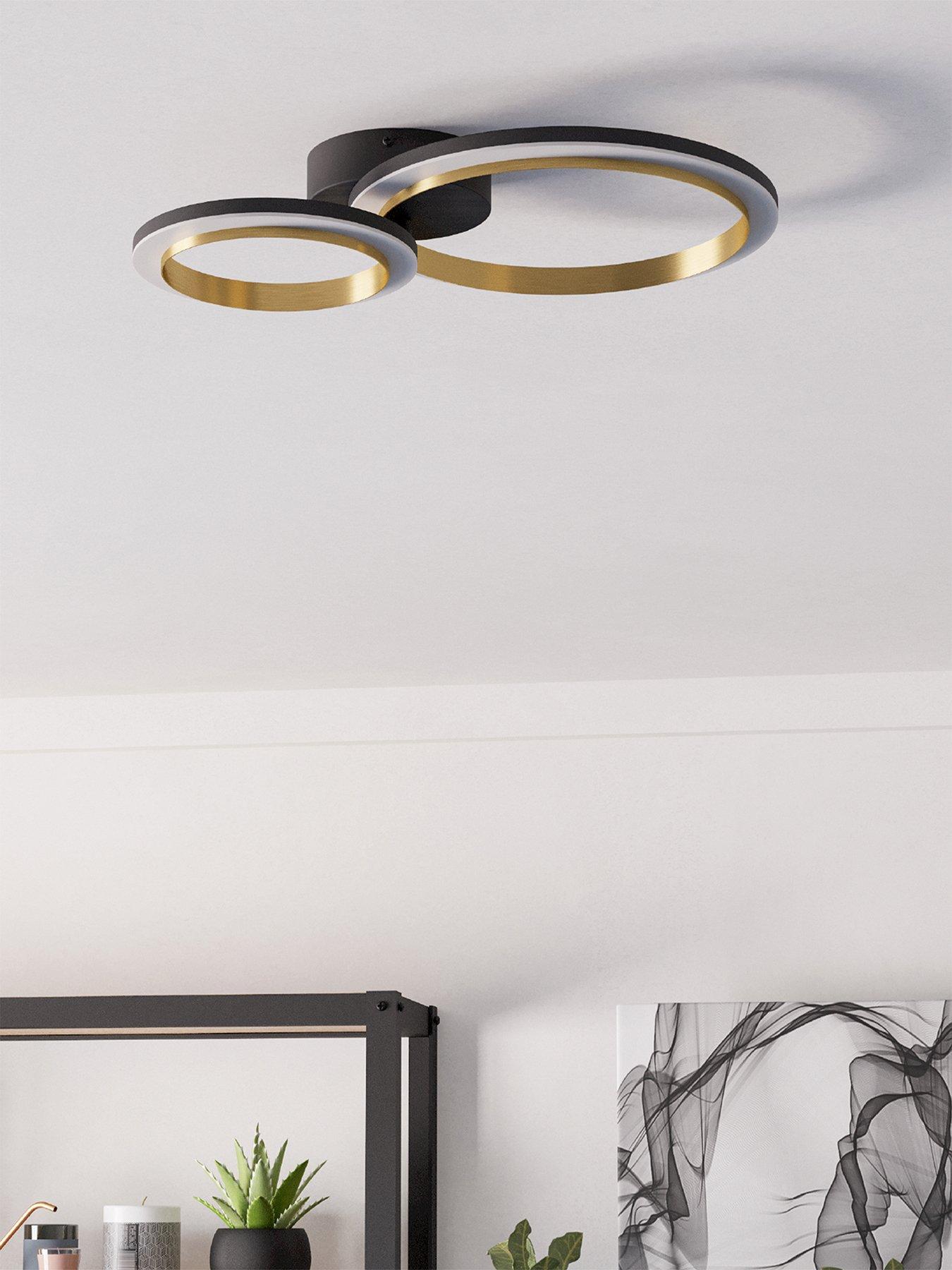 Image 3 of 6 of Eglo Calliera Black &amp; Brass Steel Led Circle Modern Ceiling Light