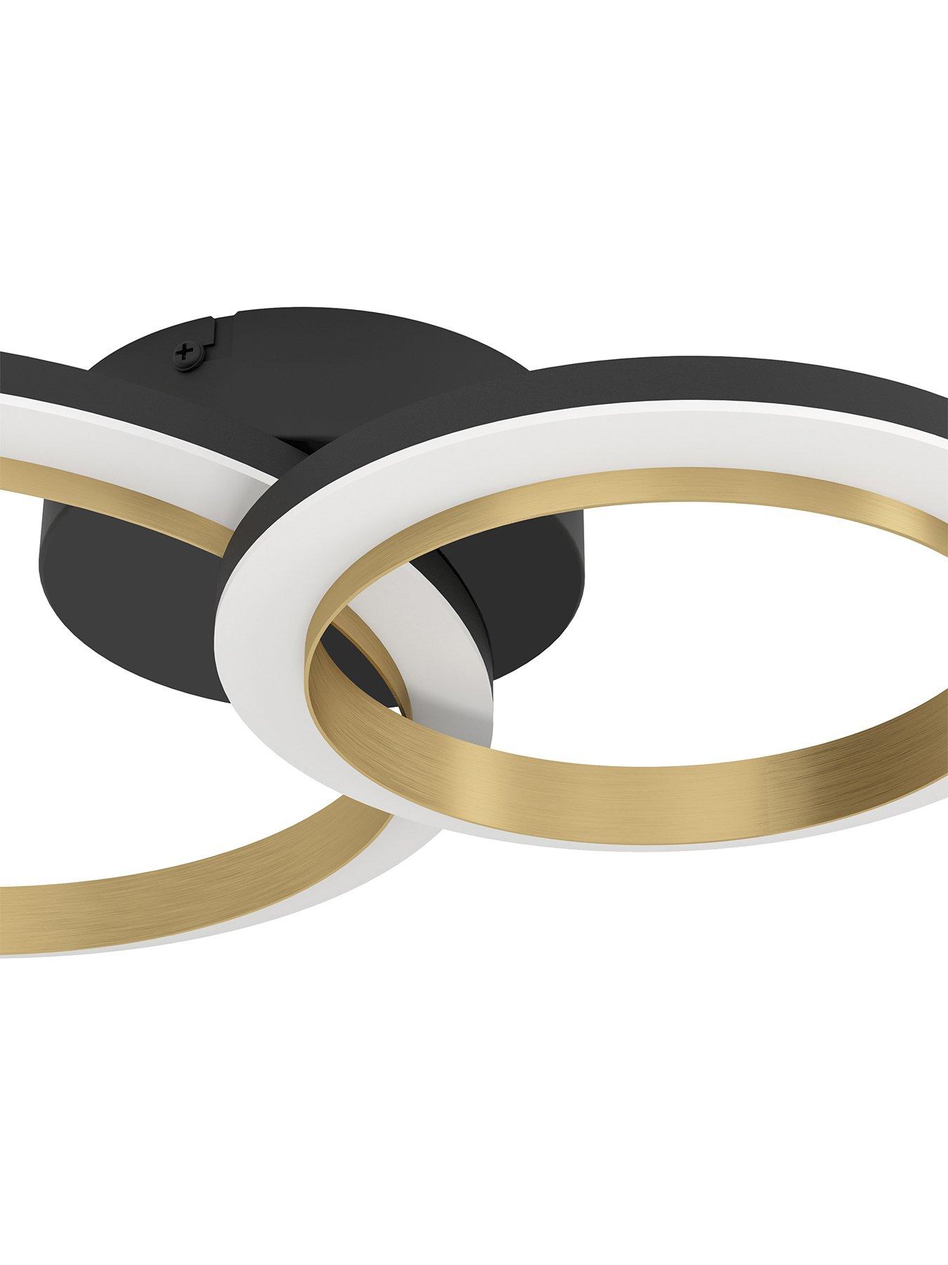 Image 4 of 6 of Eglo Calliera Black &amp; Brass Steel Led Circle Modern Ceiling Light