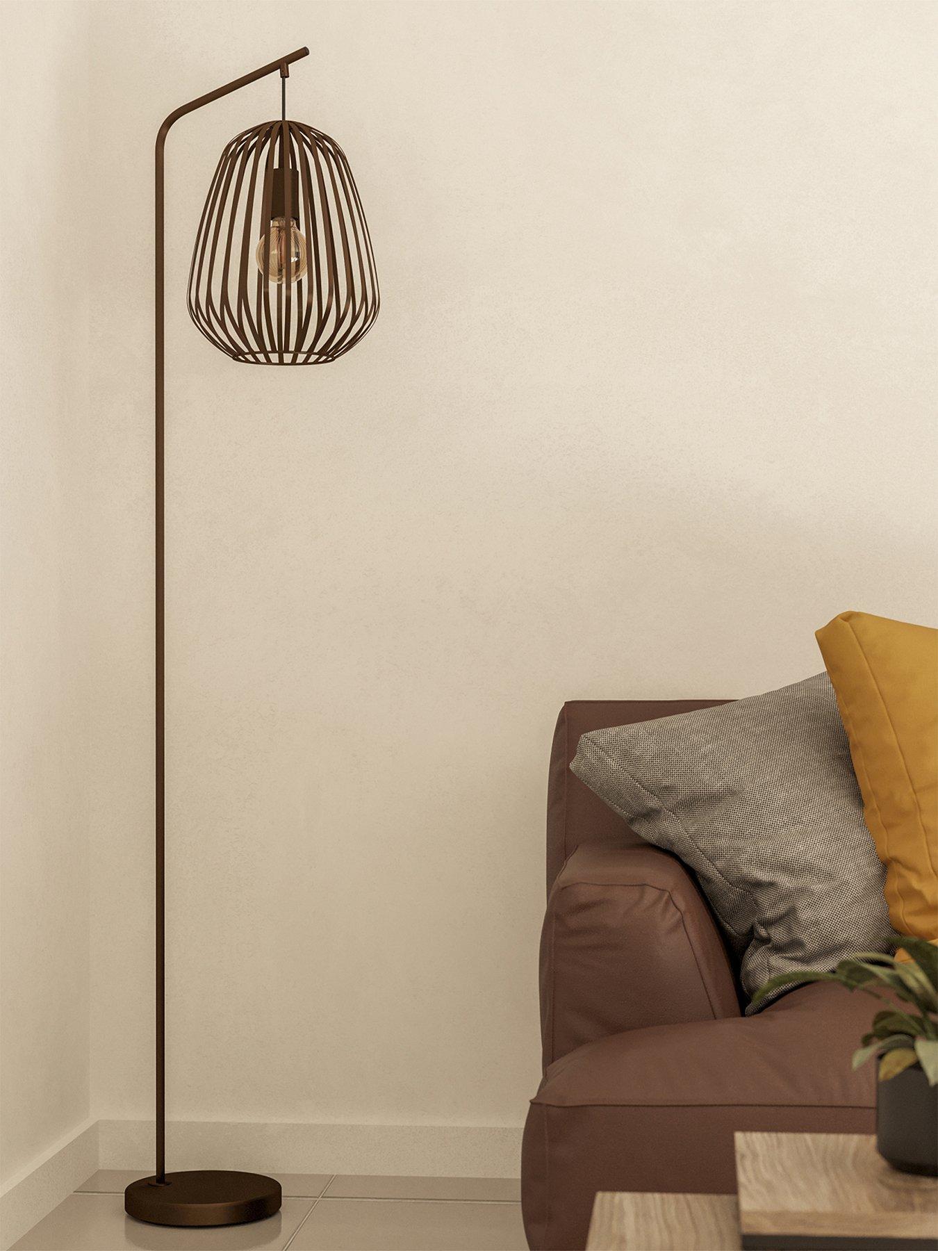  image of eglo-espinal-bronze-steel-caged-style-contemporary-floor-lamp