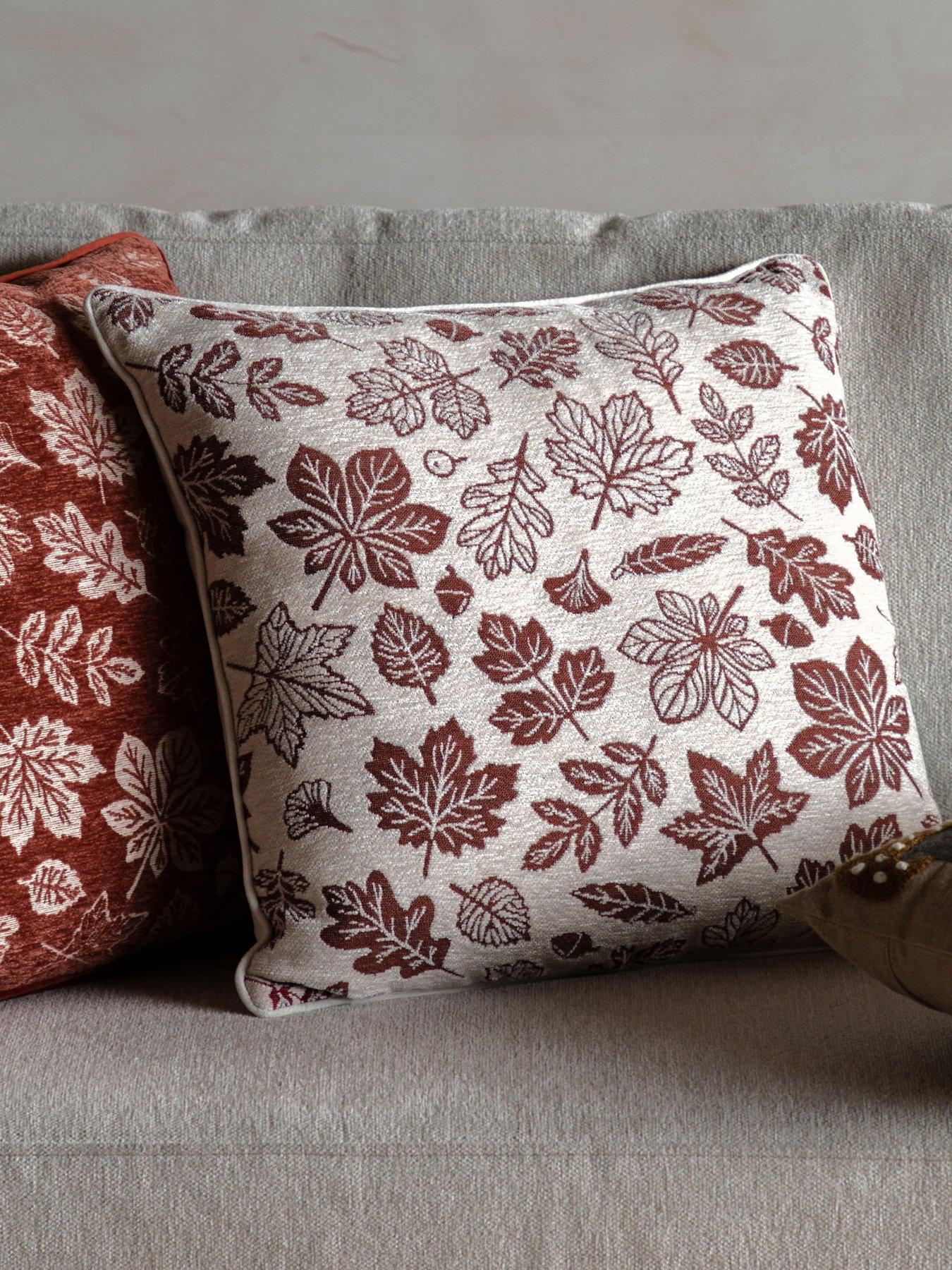 undefined Autumn Leaf Chenille Cushion Cream 450x450mm