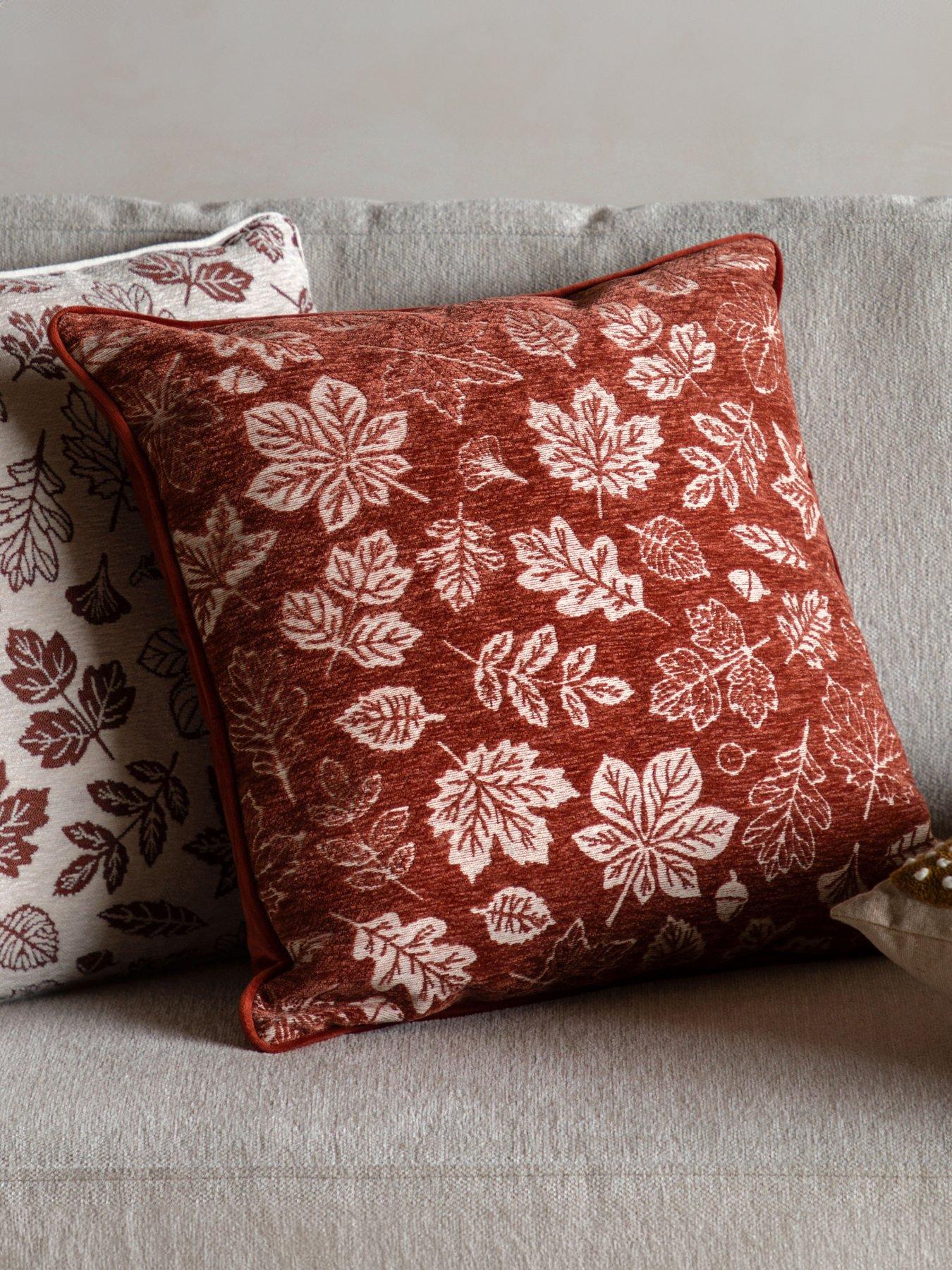 undefined Autumn Leaf Chenille Cushion Rust 450x450mm