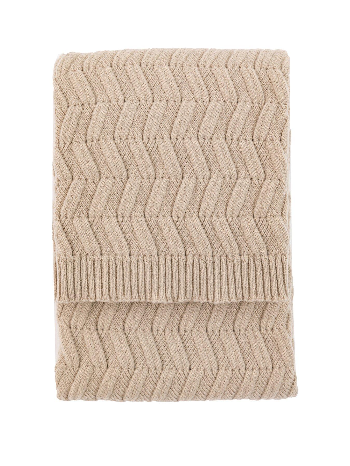Image 2 of 6 of Gallery Direct Herringbone Woven Knit Throw Natural 1300x1700mm