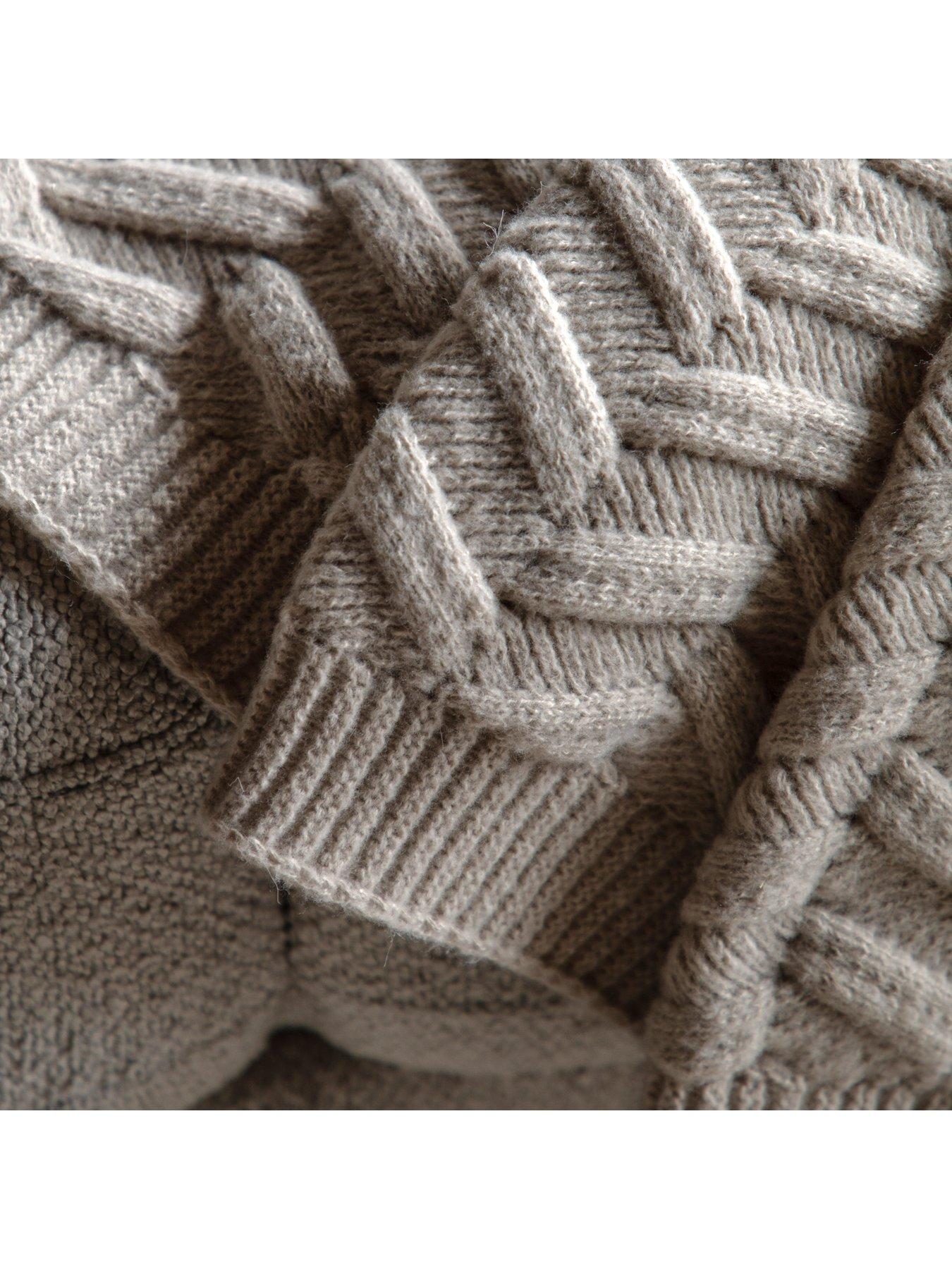 Image 3 of 6 of Gallery Direct Herringbone Woven Knit Throw Natural 1300x1700mm
