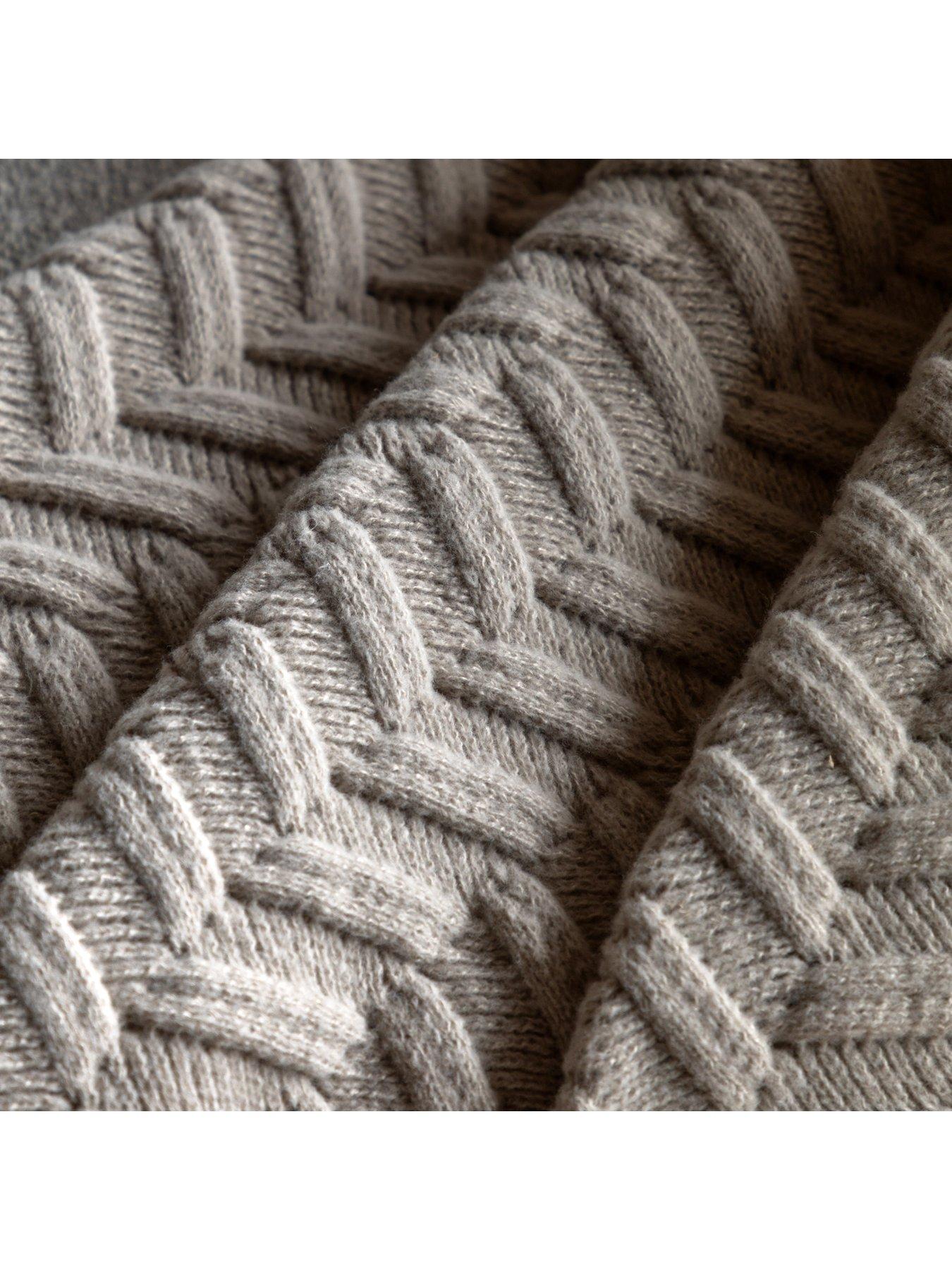 Image 4 of 6 of Gallery Direct Herringbone Woven Knit Throw Natural 1300x1700mm