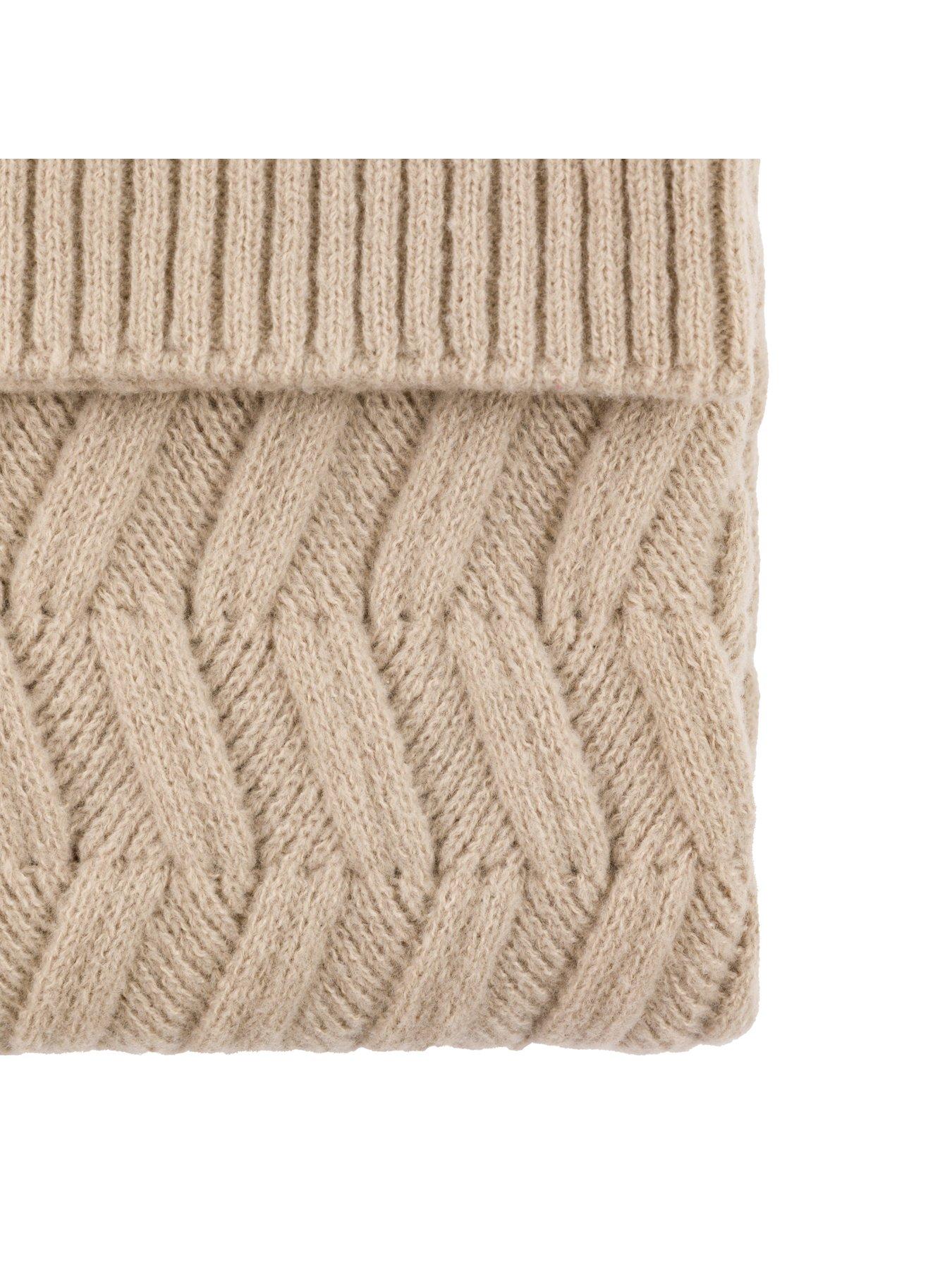 Image 5 of 6 of Gallery Direct Herringbone Woven Knit Throw Natural 1300x1700mm