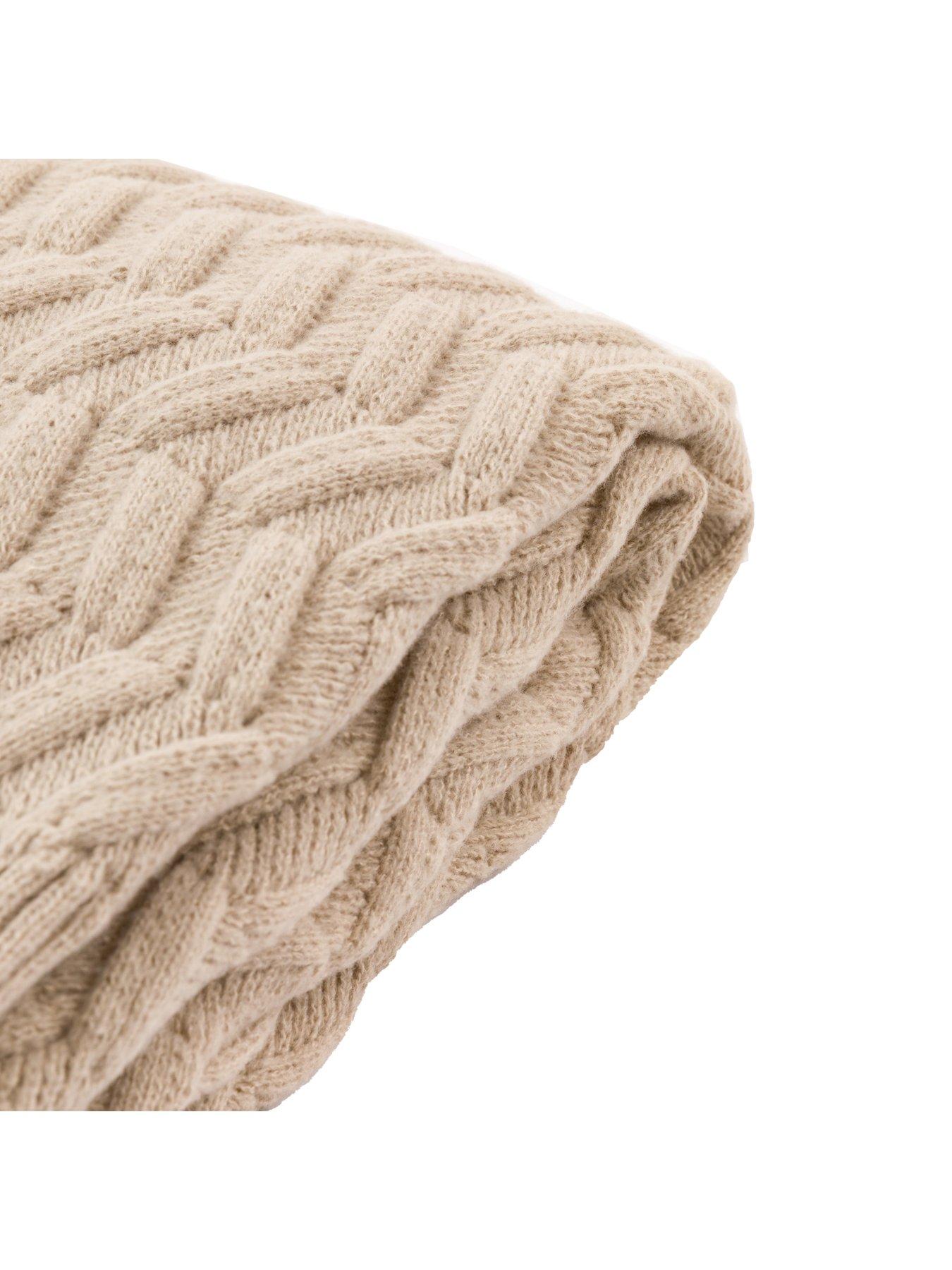 Image 6 of 6 of Gallery Direct Herringbone Woven Knit Throw Natural 1300x1700mm