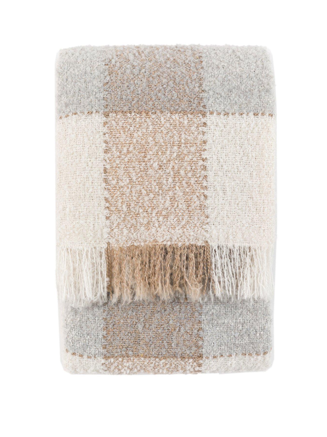 Image 2 of 6 of Gallery Direct Autumn Check Boucle Throw Natural 1300x1700mm