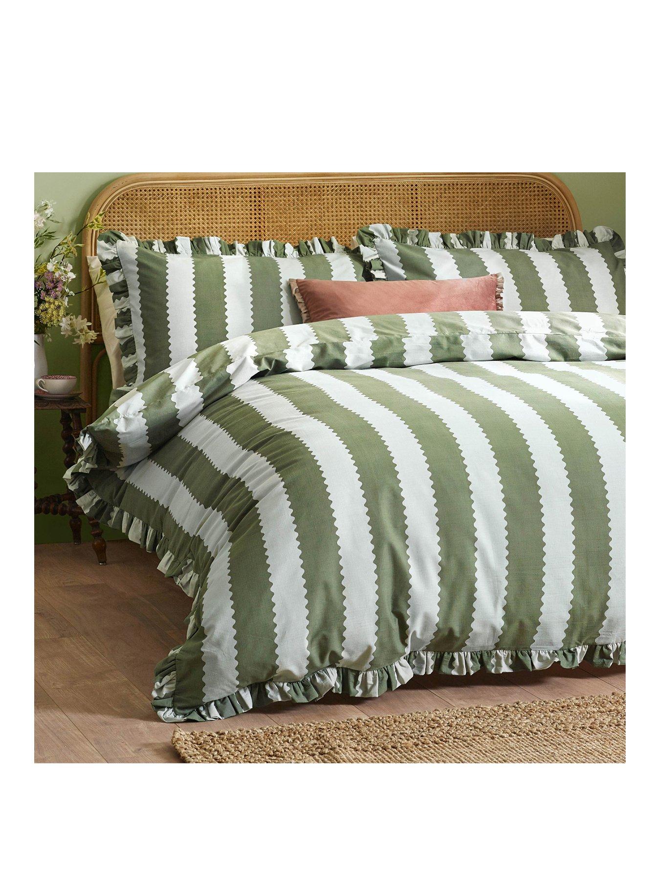 Image 2 of 4 of Wylder Birdiestripe Duvet Set Baygreen/Mist