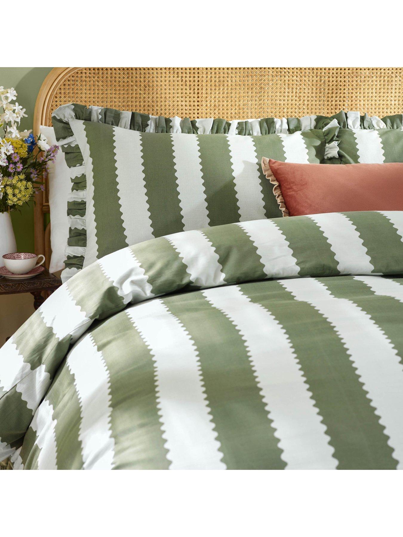 Image 3 of 4 of Wylder Birdiestripe Duvet Set Baygreen/Mist