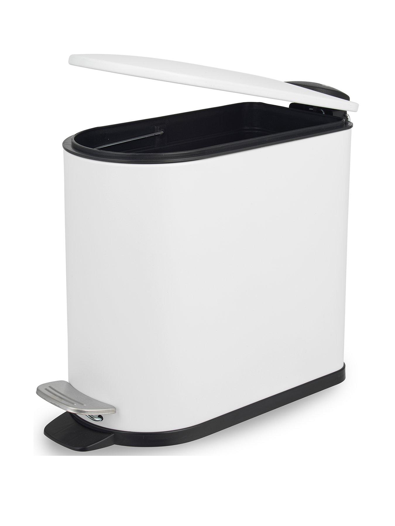 undefined White 5l D Shape Bathroom Bin