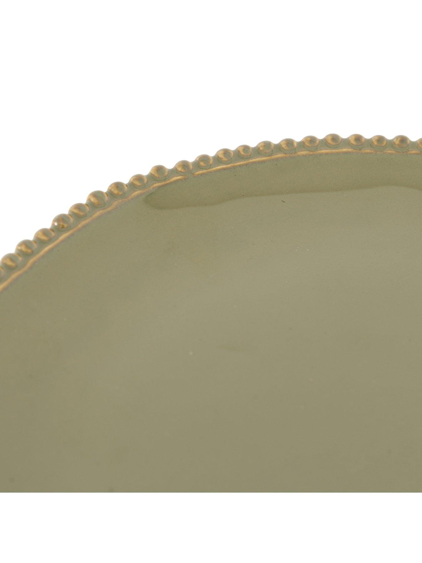 Image 5 of 5 of Gallery Direct Beaded Dinner Plate Olive Green Pk4