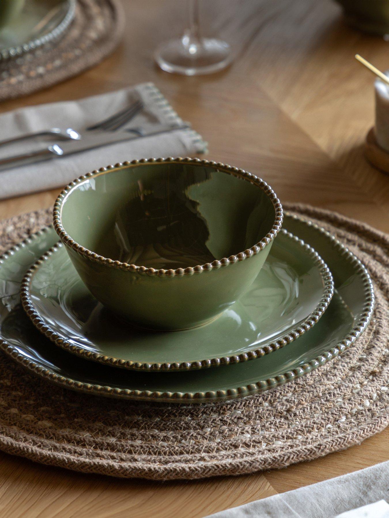 undefined Beaded Cereal Bowl Olive Green Pk4