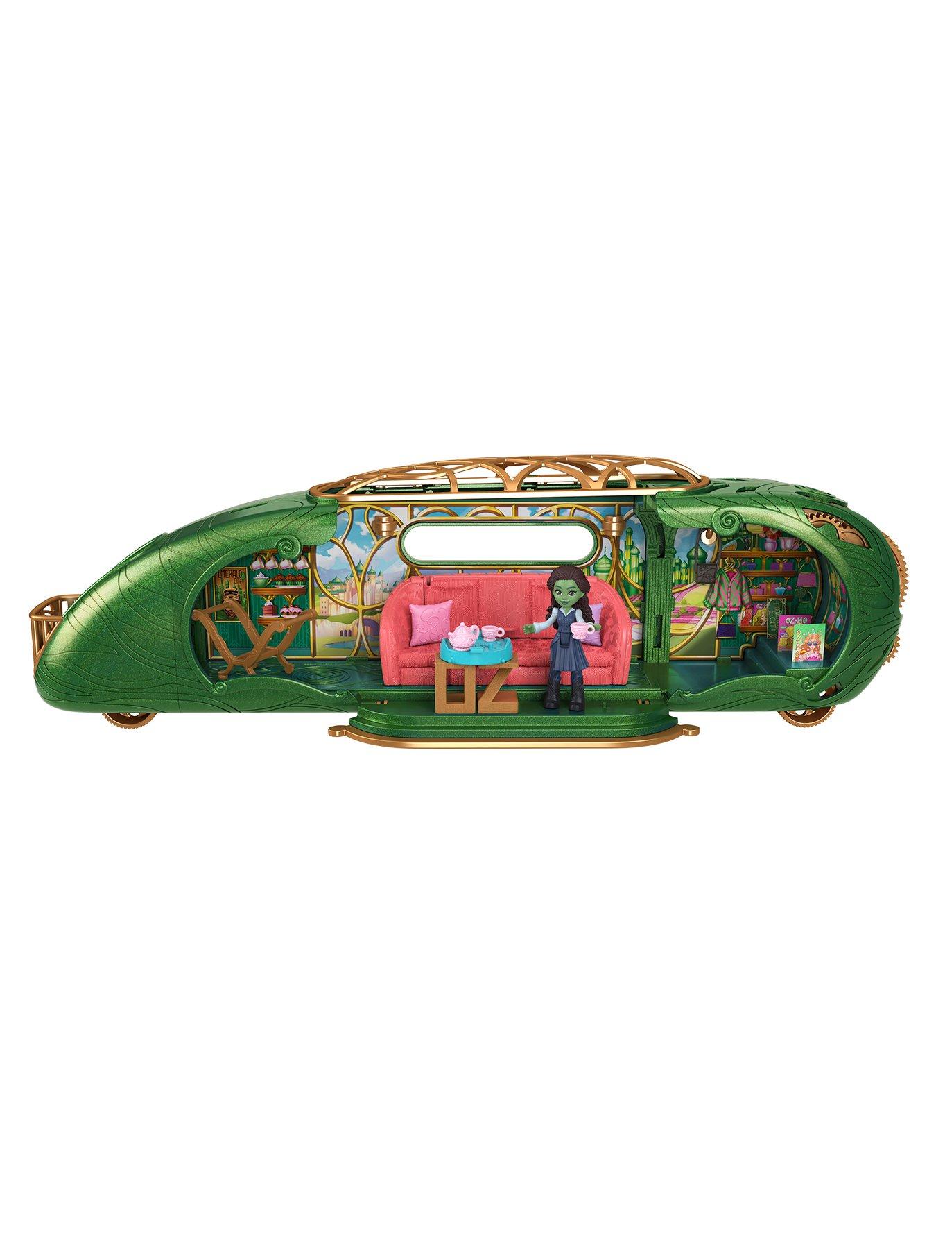 stillFront image of wicked-emerald-city-train-playset-and-elphaba-doll