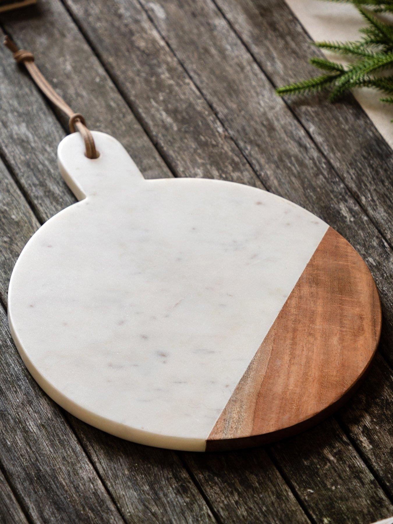 undefined White Marble/acacia Wood Cheese Board