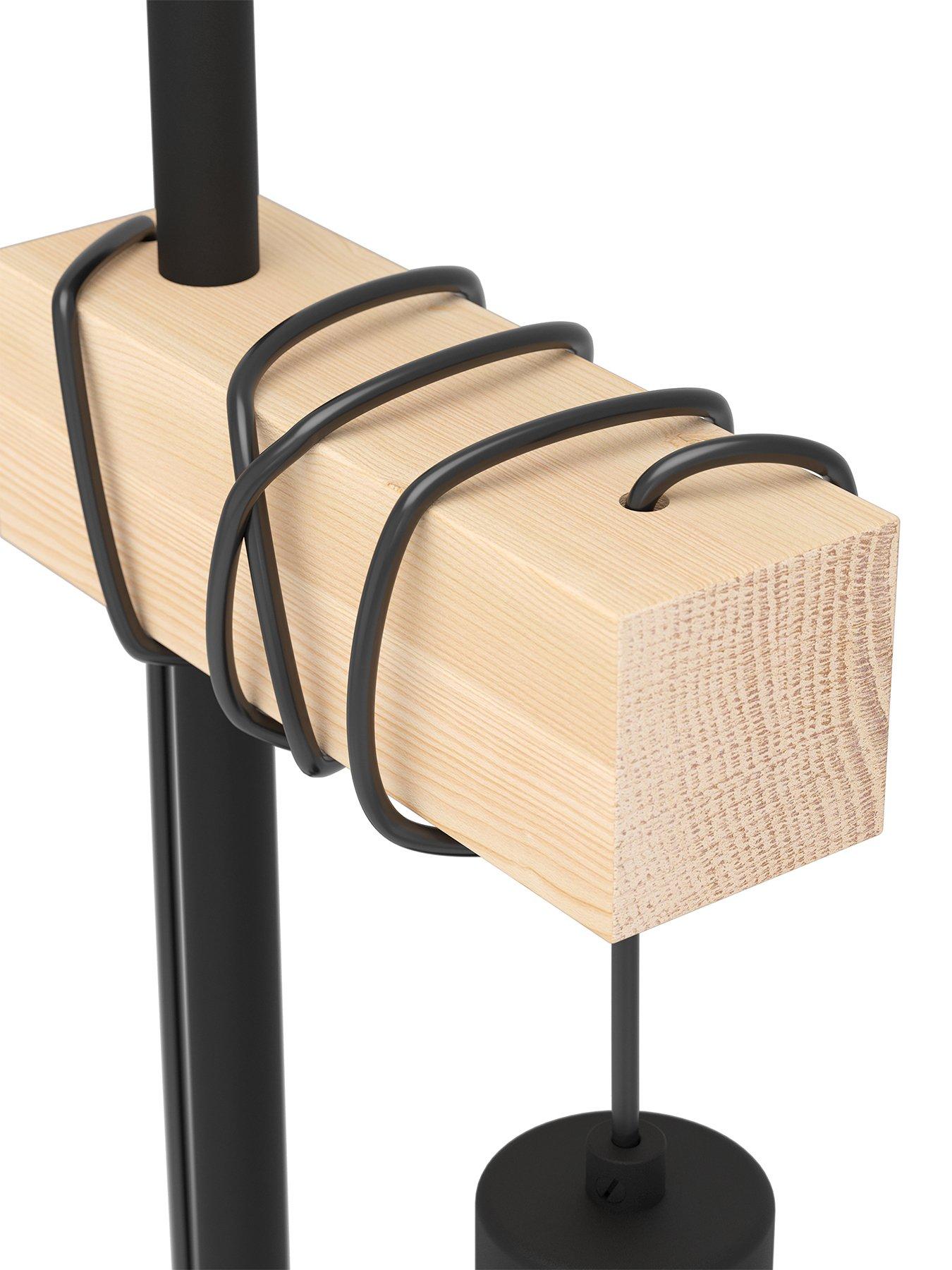  image of eglo-townshend-5-blacknatural-metal-amp-wood-table-lamp