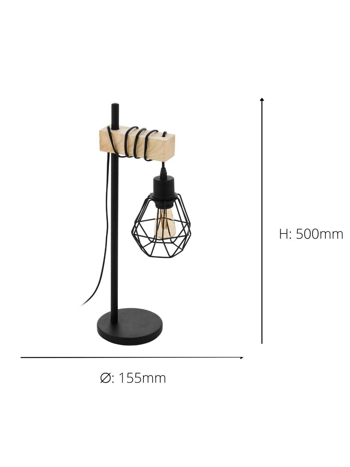  image of eglo-townshend-5-blacknatural-metal-amp-wood-table-lamp
