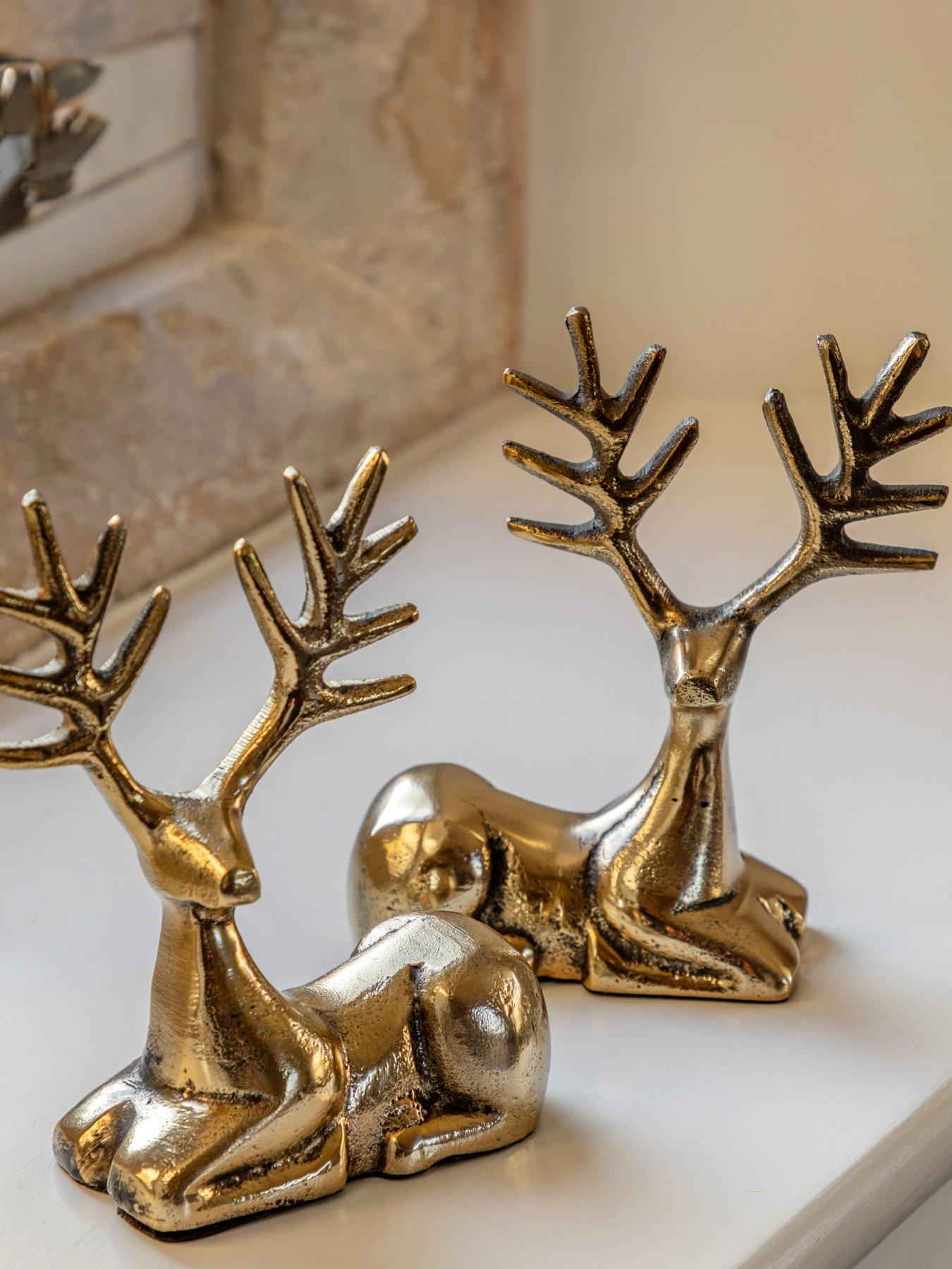 undefined Decorative Reindeer Antq Gold Set