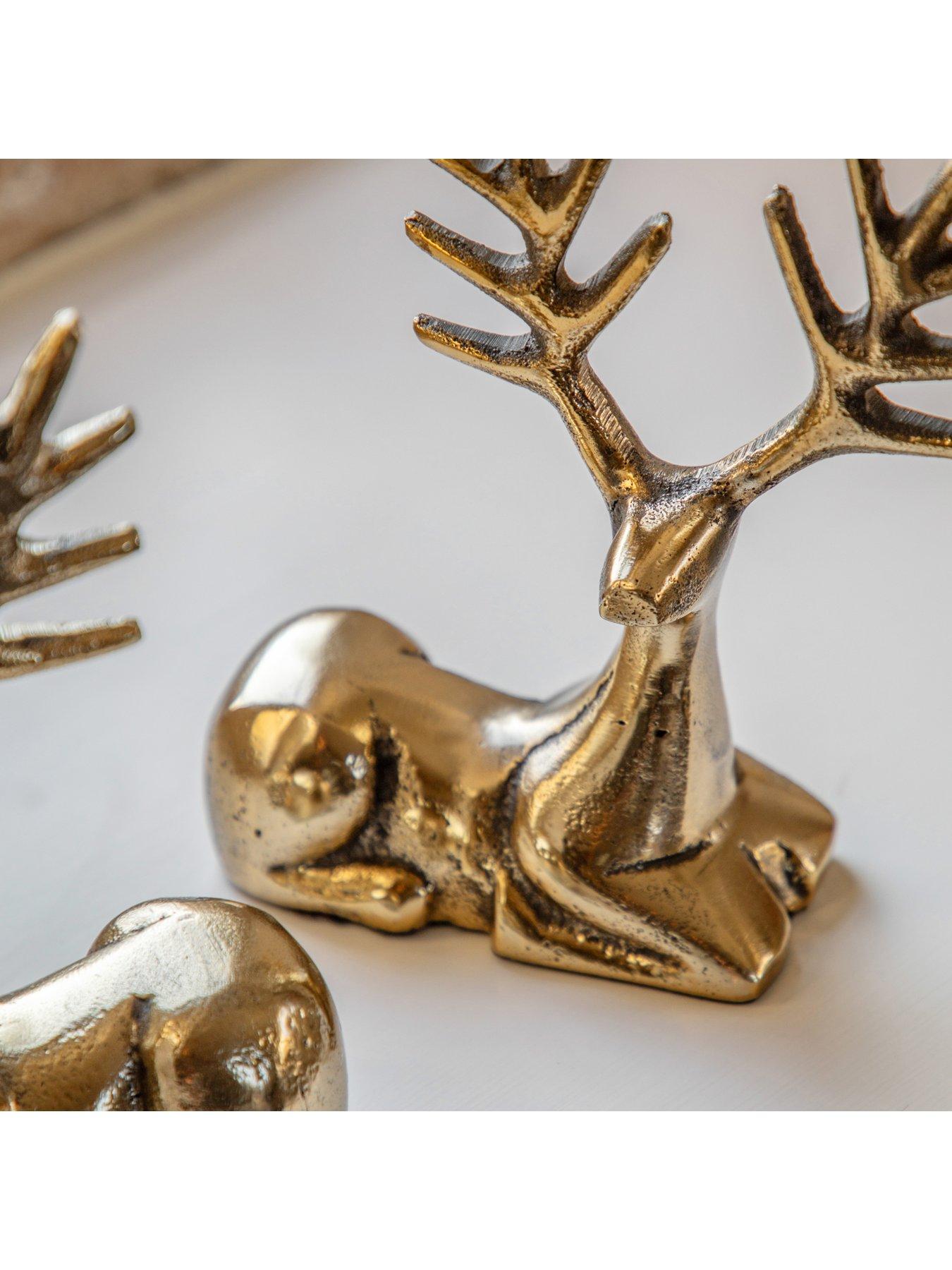 Image 3 of 6 of Gallery Direct Decorative Reindeer Antique Gold Set
